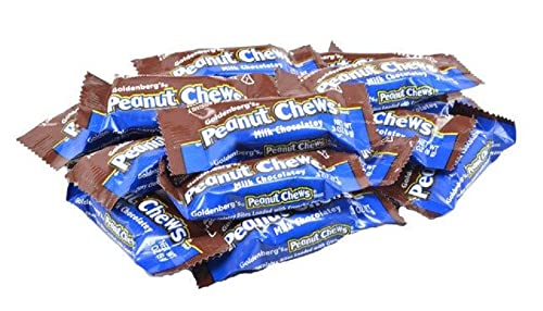 Goldenberg's Dark Chocolate Peanut Chews - Milk Chocolatey Candy Bars with Crunchy Peanuts - Bulk Assorted Mini Chewy Bites - Perfect for Holidays, Parties, Gifts & Celebrations - Great for Office Snacks, Movie Nights & Dessert Platters (4 Pounds)
