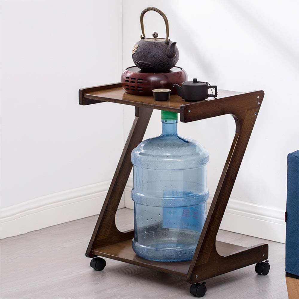 Portable Solid Wood Side Table with 4 Casters - Bedside Table, Sofa Table, Phone Stand - Perfect for Bedroom, Living Room & Reading Nook (41.5cm x 39cm x 59cm) - Compact & Versatile Home Furniture