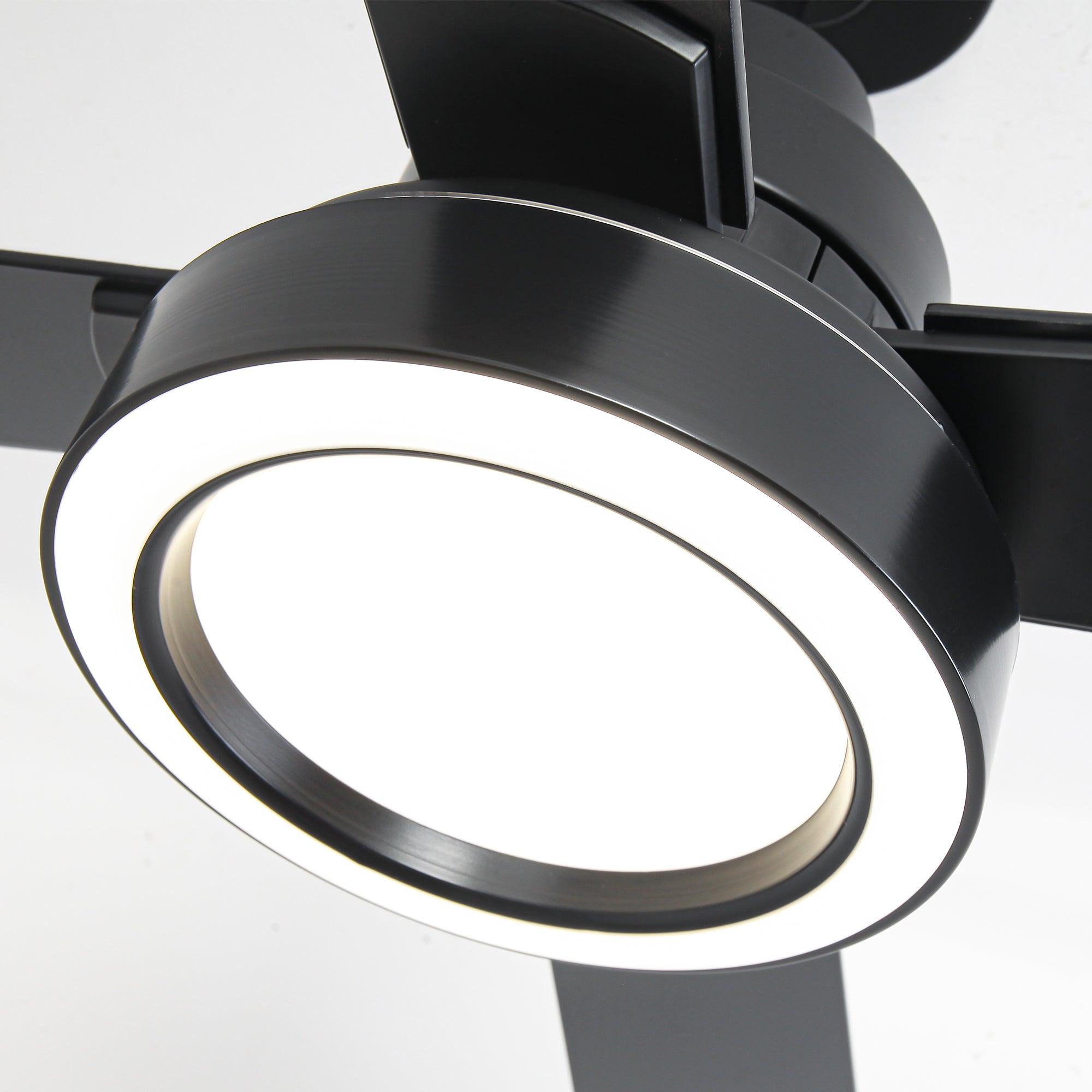 52 Inch Modern Ceiling Fan with LED Light & Remote Control - 4 Blades, DC Motor, Downrod Mount - Perfect for Living Room, Bedroom, and Office Spaces