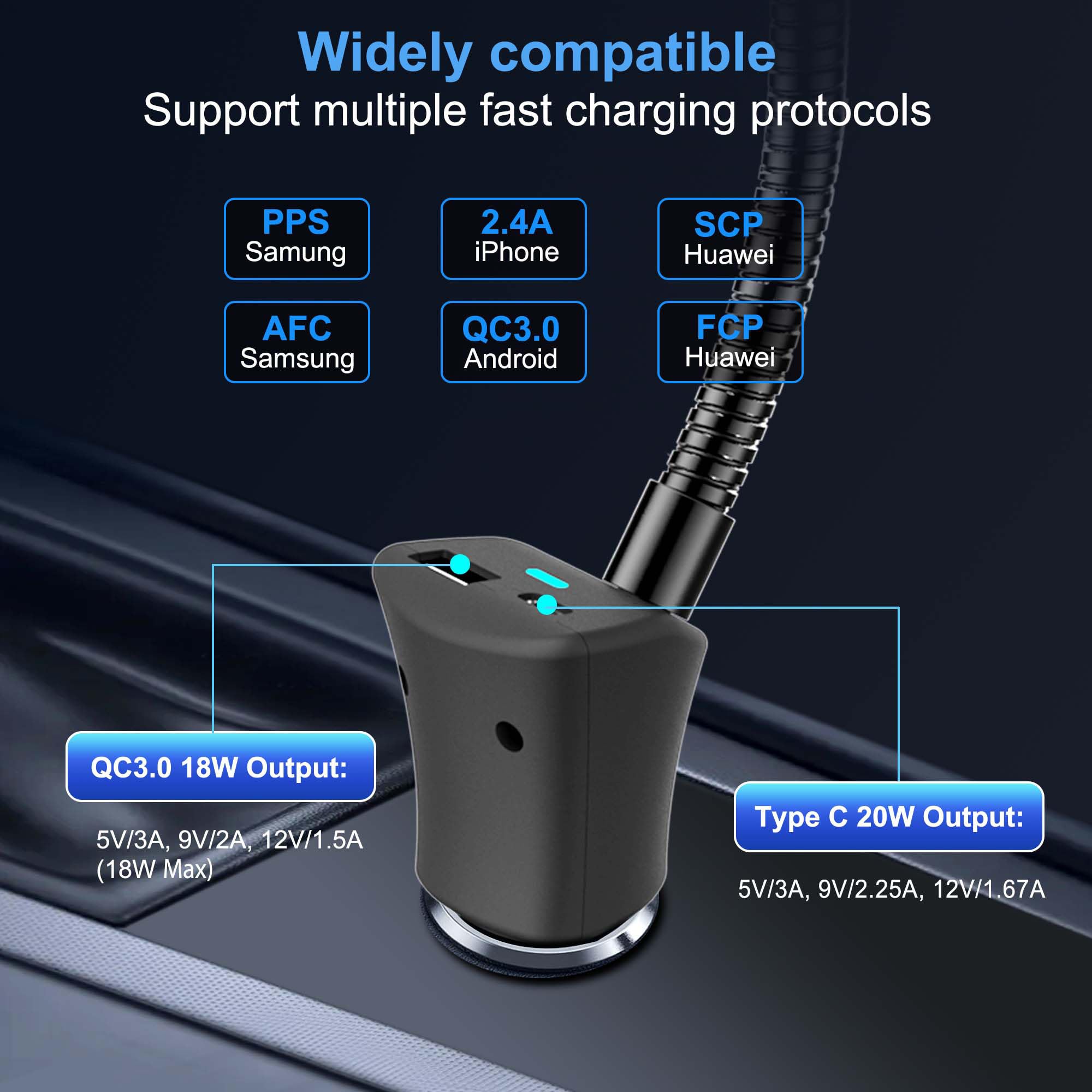 15W Mag-Safe Wireless Car Charger Mount with Dual Port PD&QC3.0 Fast Charging - Compatible with iPhone 16/15 Pro/Plus/Max/14/13/12 - Perfect for Road Trips & Hands-Free Driving