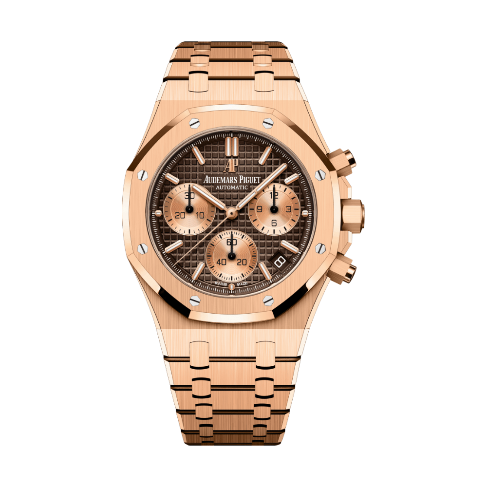 Audemars Piguet Royal Oak 41mm Rose Gold Chronograph Watch - 26239OR.OO.1220OR.02 - Luxury Automatic Brown Dial Men's Timepiece for Business & Formal Occasions