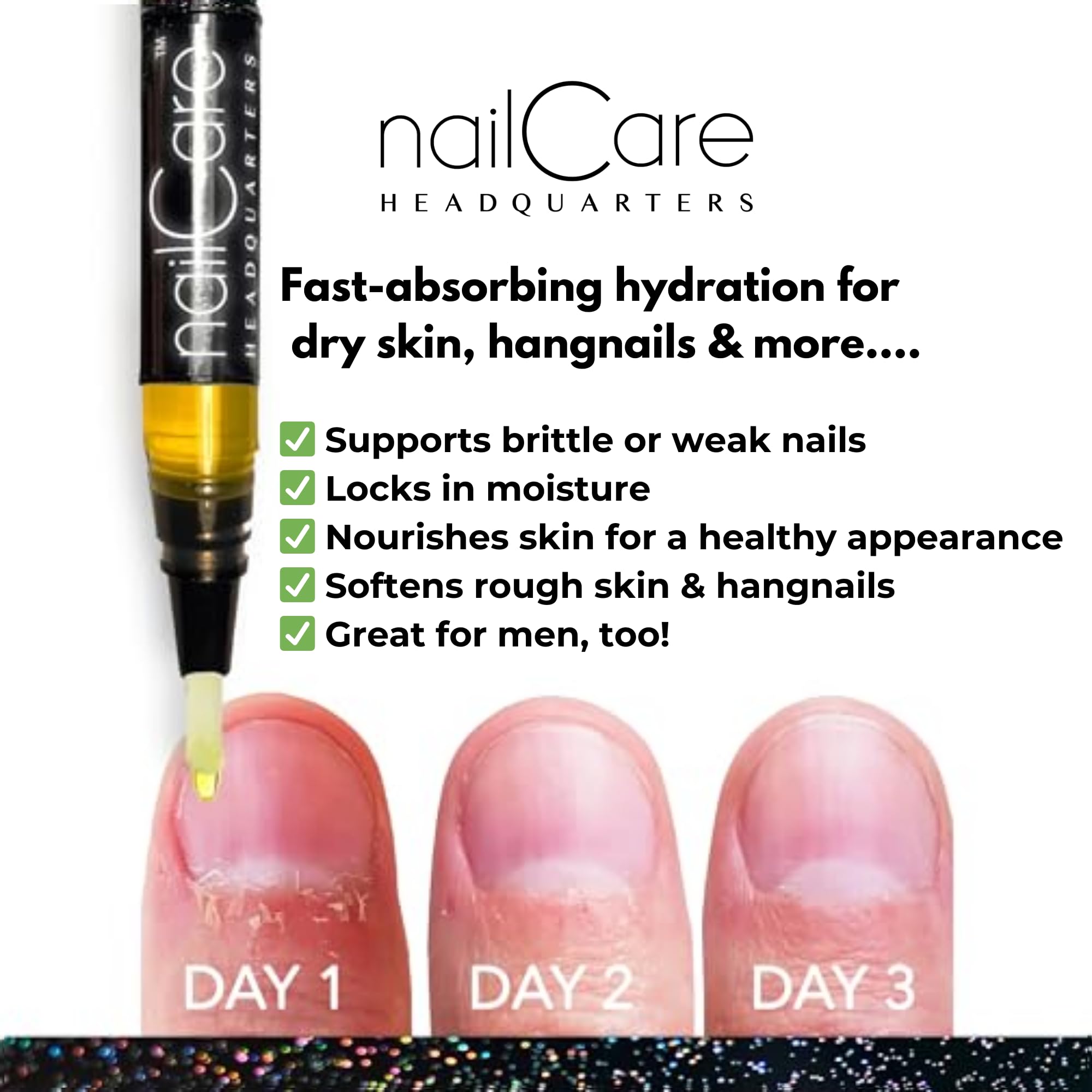 Bliss Kiss Cuticle Oil Pen - Jojoba Nail Strengthener & Growth Serum for Damaged Nails & Hangnails | Natural Fragrance Nail Care Treatment | Perfect for Home, Salon & Travel Use