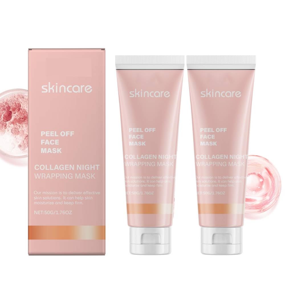 Premium Collagen Overnight Peel-Off Face Mask - Hydrating & Anti-Aging Treatment for Tightening & Firming Skin | Deep Moisture & Skin Repair Solution | Perfect for Nighttime Skincare Routine & Spa Days (2 Pack)