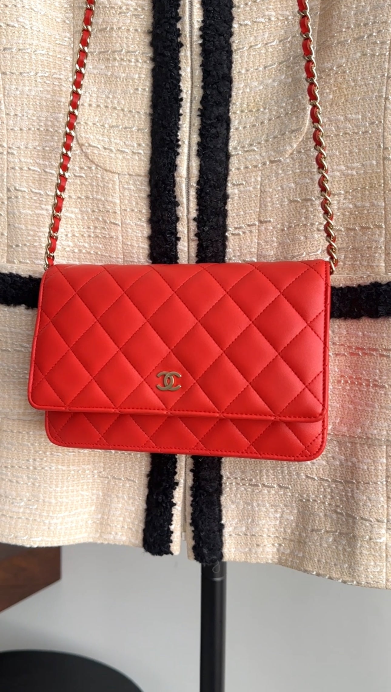 Chanel Red Quilted Leather Timeless Classic Wallet on Chain Bag - Luxury Crossbody Purse for Women, Evening Parties & Special Occasions