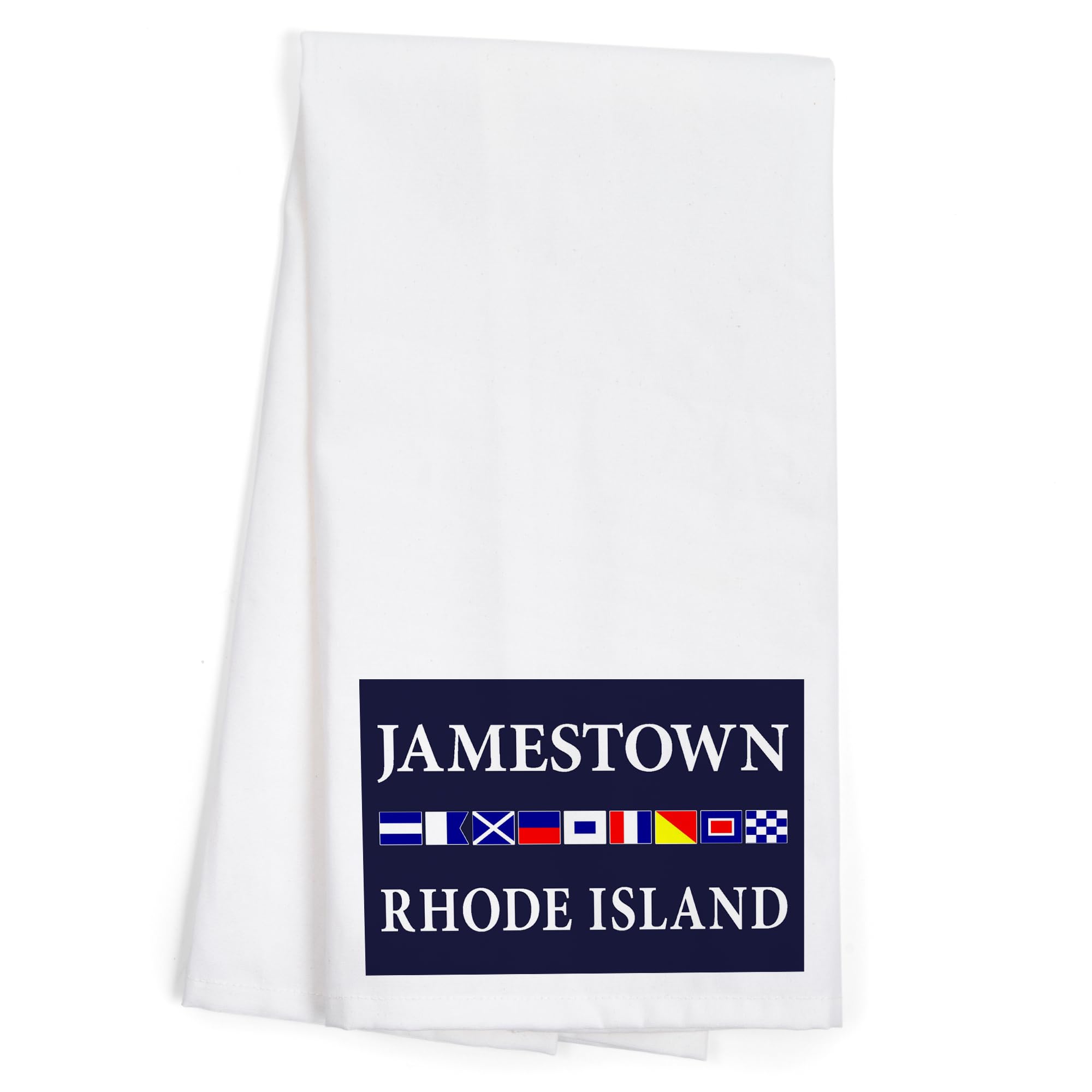 Lantern Press Jamestown Rhode Island Nautical Flags Cotton Tea Towel - 100% Cotton Decorative Hand Towel for Kitchen, Bathroom & Home Decor | Perfect for Coastal Themed Decor, Gifts, and Beach House Accessories