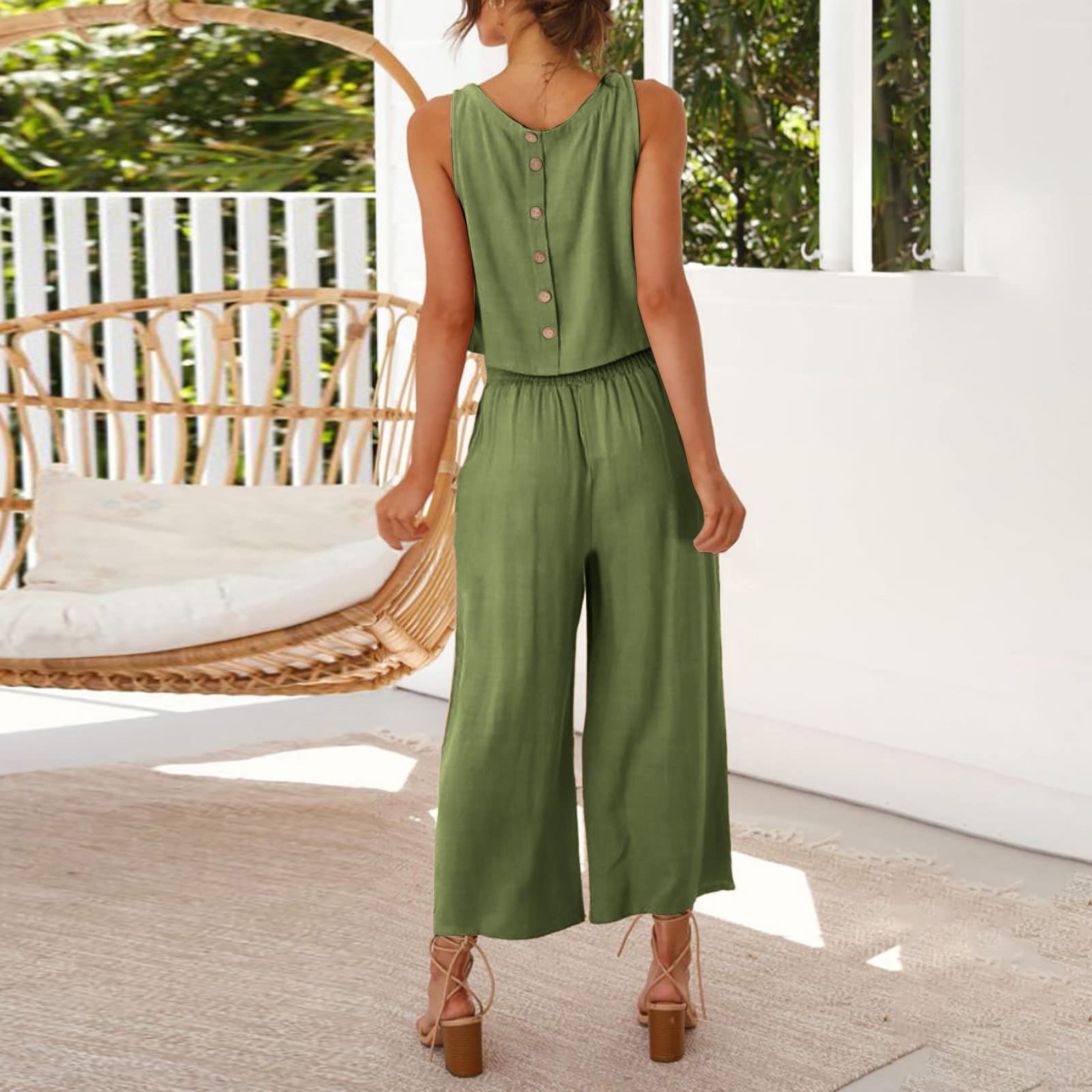 Women's Solid Color Vest and Long Pants Suit Set - Comfortable Two-Piece Outfit for Work, Office & Business Casual Wear | Fashionable Women's Clothing
