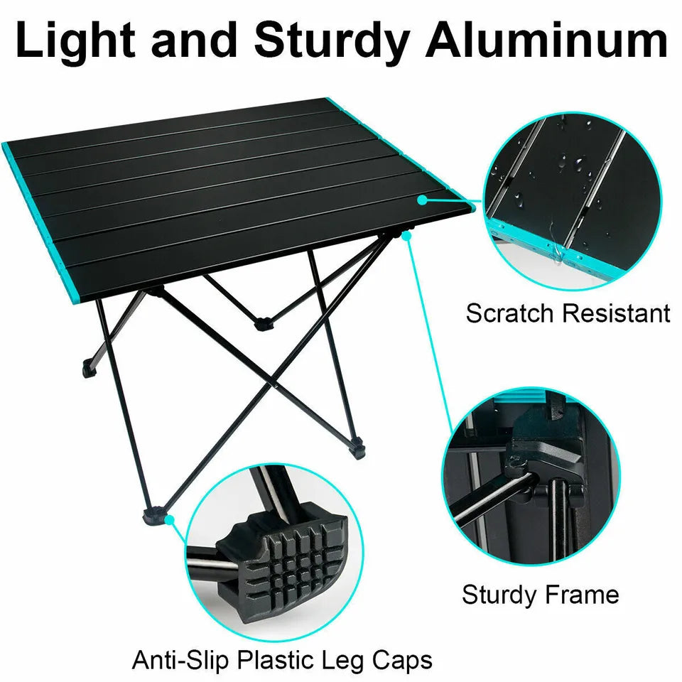 Portable Lightweight Aluminum Folding Camping Table with Carry Bag - Perfect for Outdoor Picnics, Beach Trips, Backpacking & Tailgating Parties