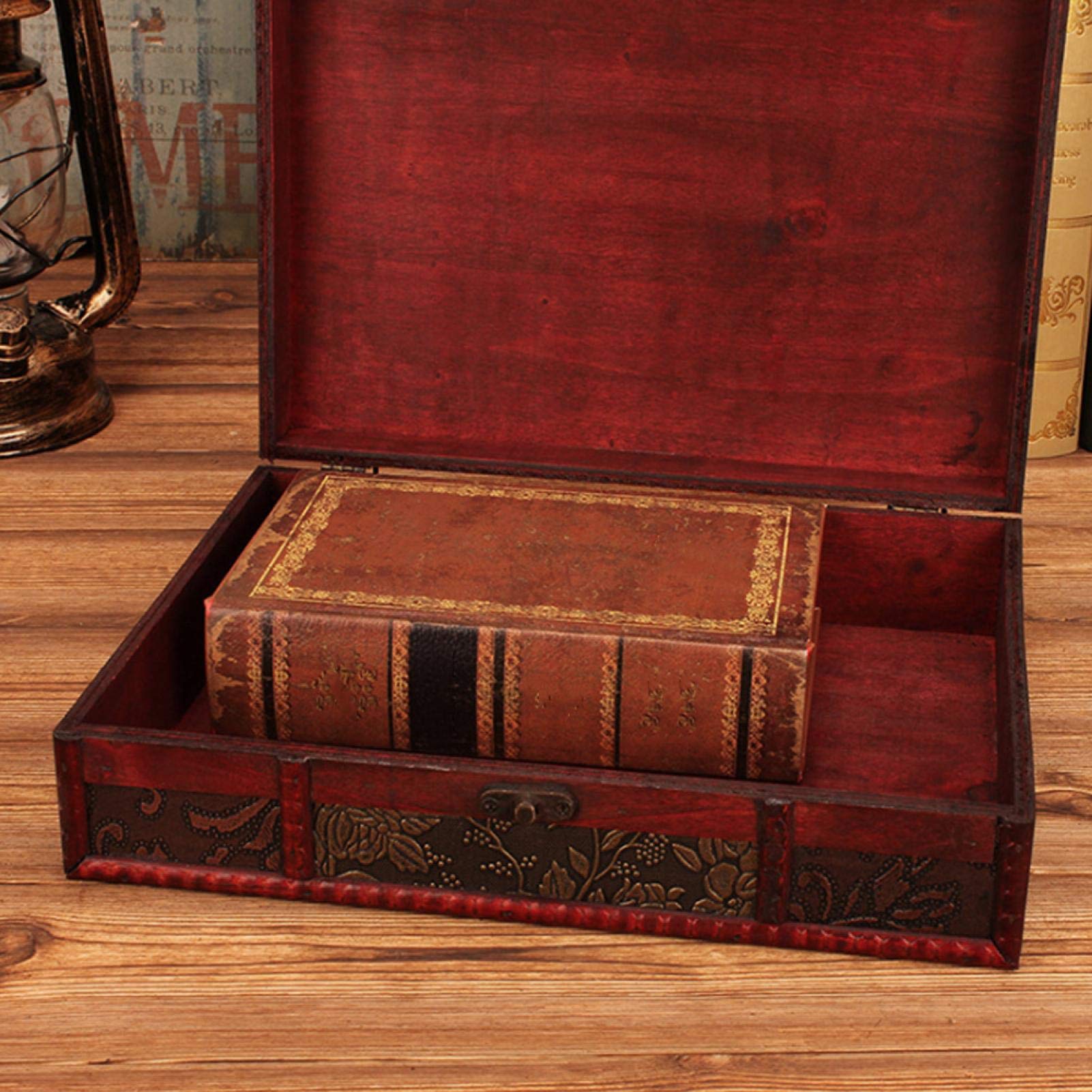 Wooden Jewelry Storage Box - Multifunctional Organizer for Rings, Bracelets, Earrings & Books | Decorative Desktop Jewelry Case for Home, Office & Travel