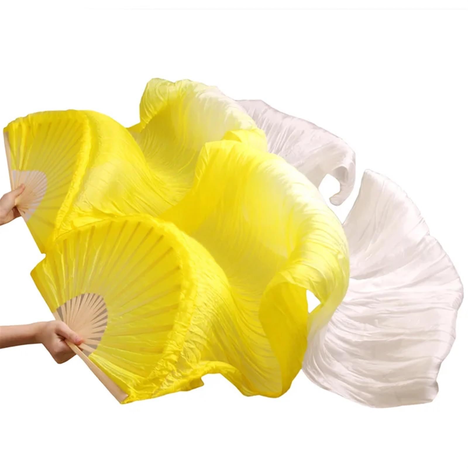 Handmade Pure Silk Belly Dance Fan Veils - Beautifully Dyed Belly Dance Accessories for Performances & Costumes | Perfect for Professional Dancers, Beginners & Stage Shows