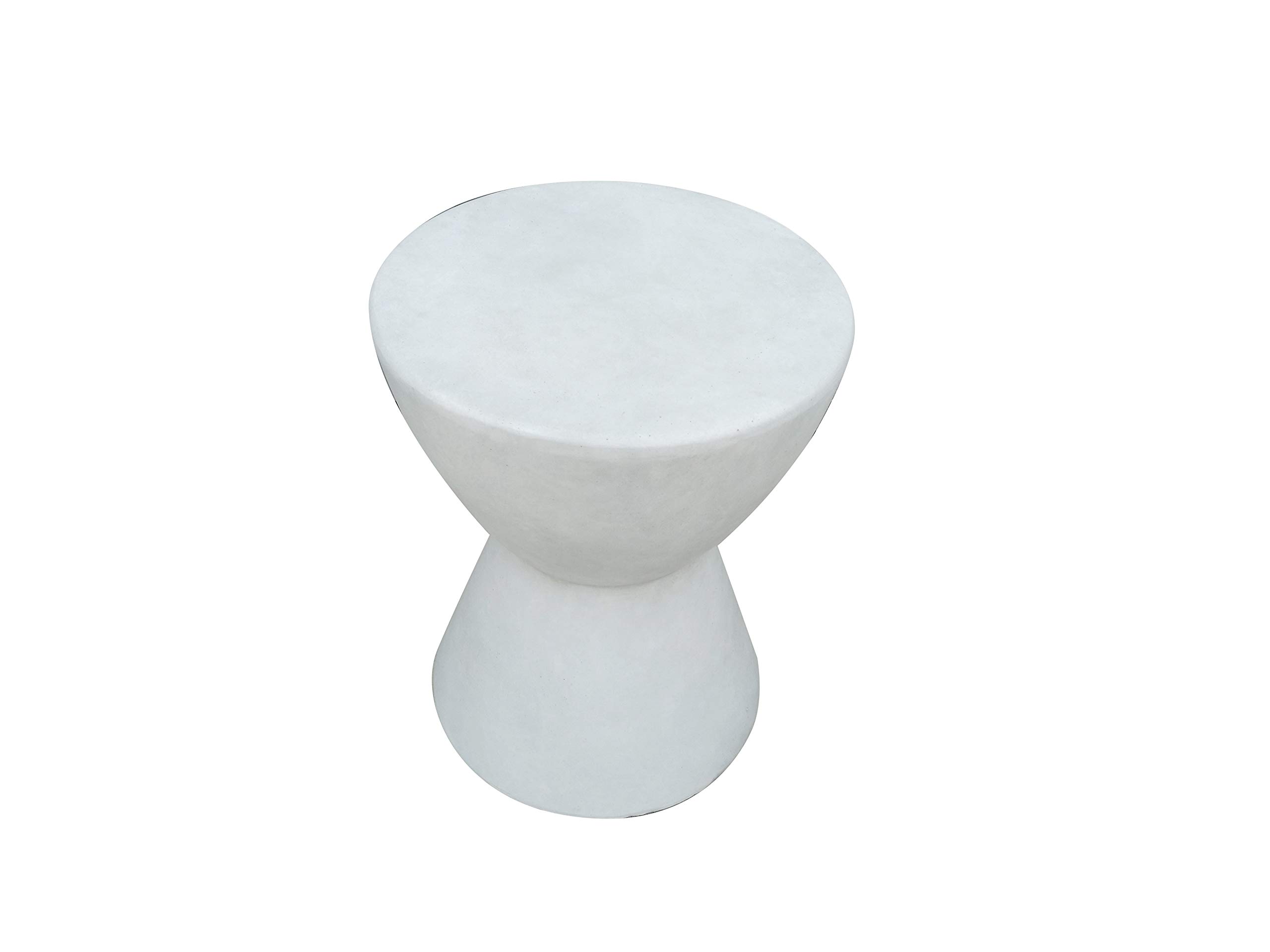 Modern Lightweight Concrete Side Table - White F13 Rocking Rocker End Table for Living Room, Patio & Bedroom - 13.78