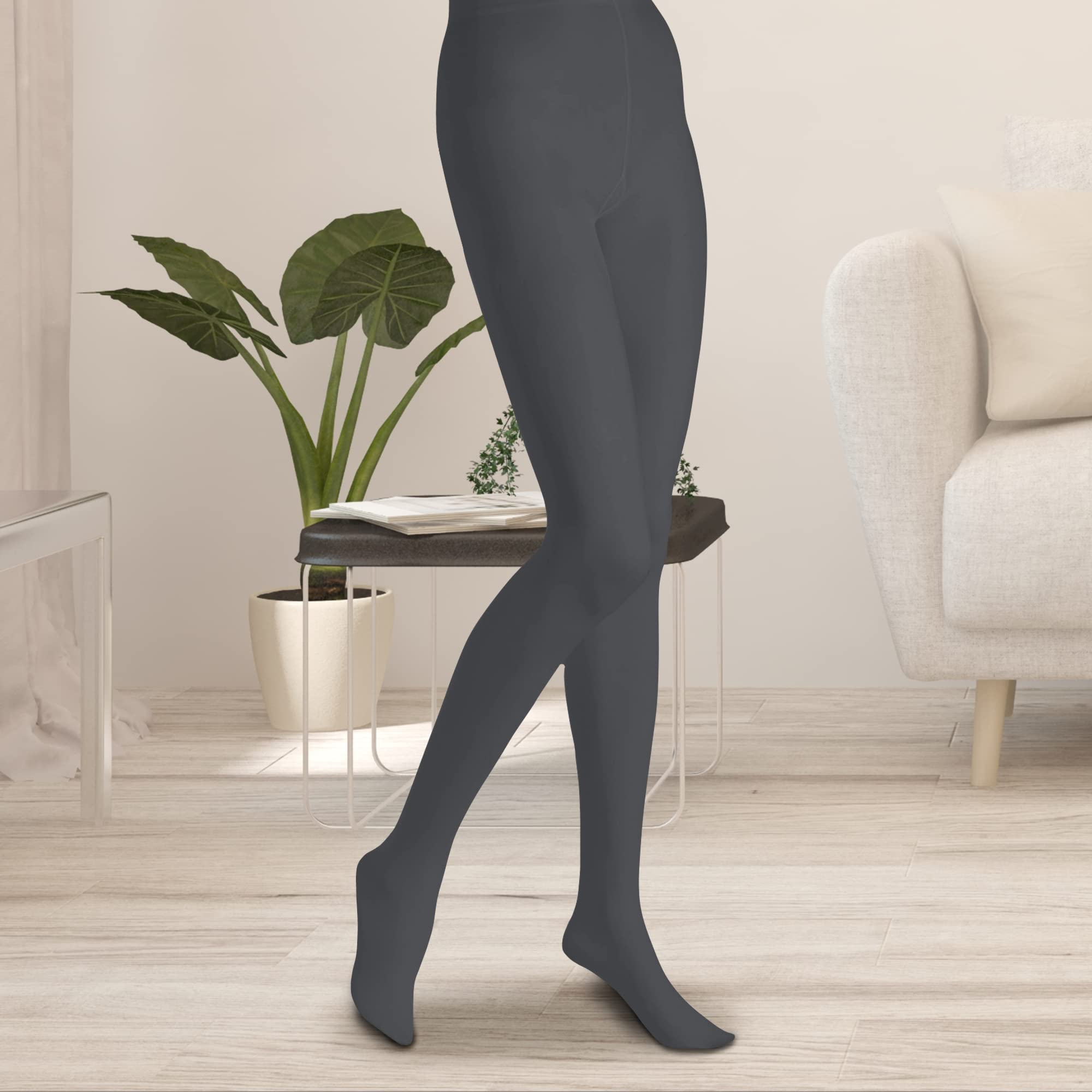 Butterfly EMEM Women's Plus Size Queen Opaque Footed Tights - Comfortable & Stretchy for Everyday Wear, Work, Yoga & Special Occasions