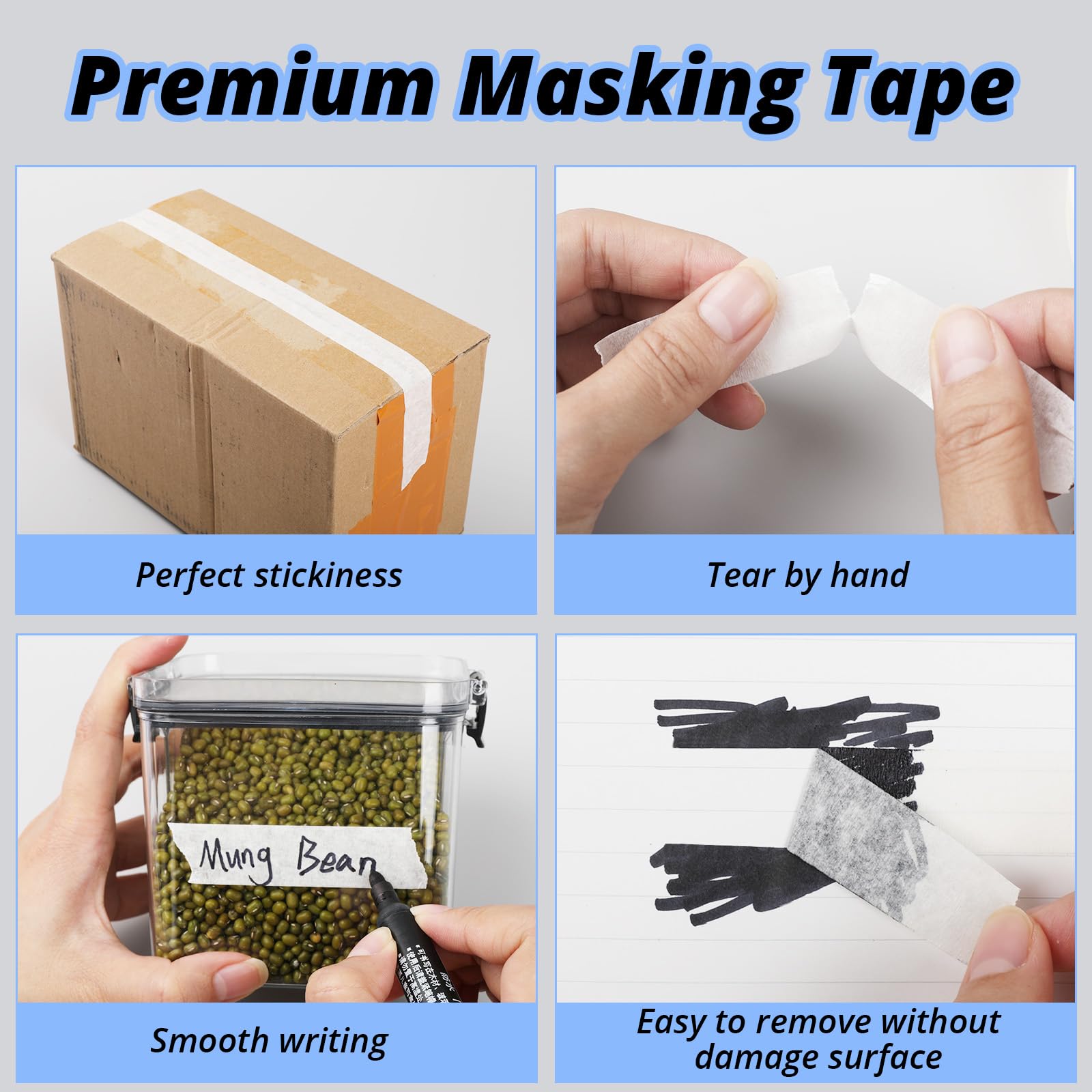 HTVRONT 0.75 Inch x 60 Yards White Painters Tape - 10 Pack Clean Release Masking Tape for Painting, Home Improvement, Office & School Art Projects | Perfect for Wall Painting, DIY Crafts, and Surface Protection