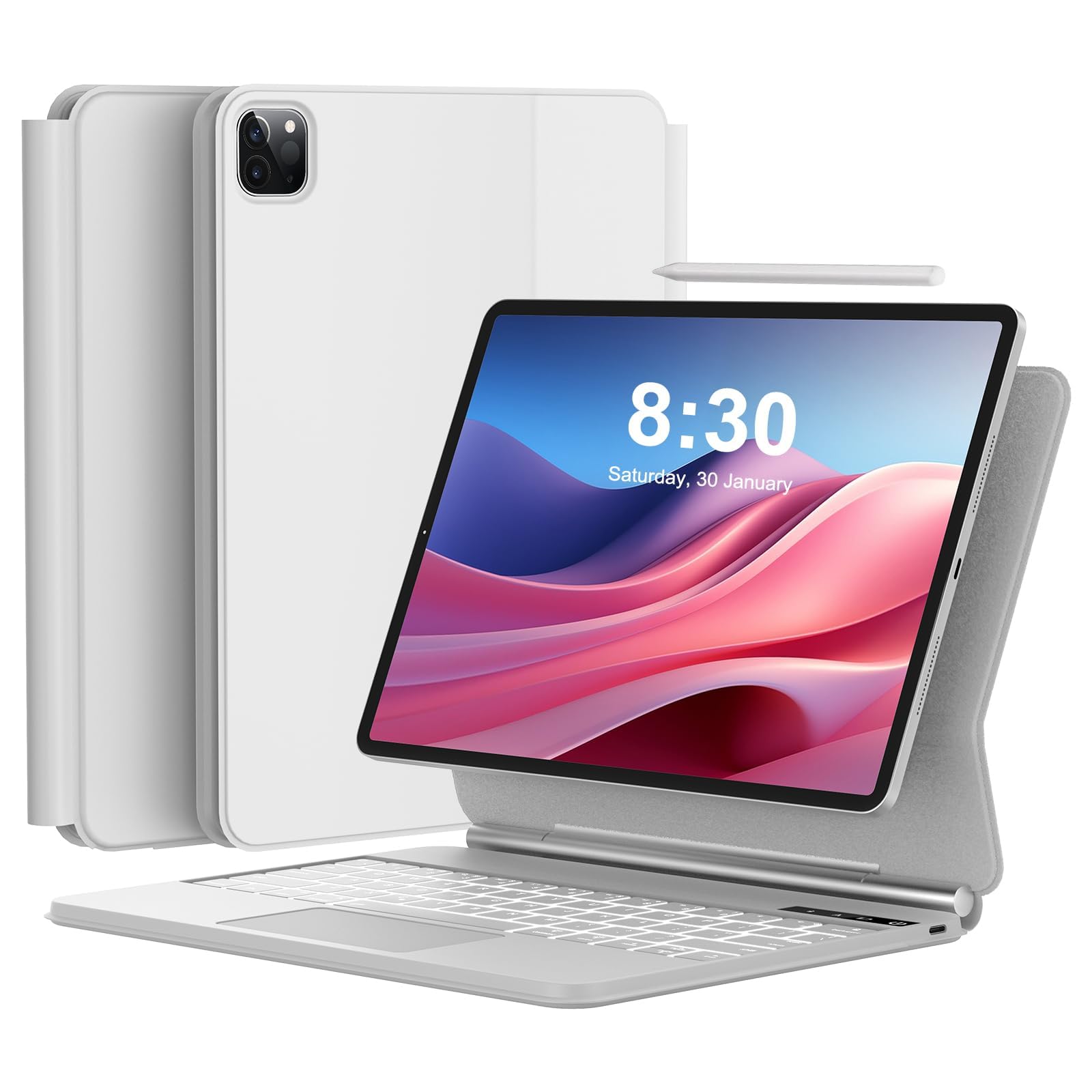 Magic Keyboard Case for iPad Air 13 (M3 2025/M2 2024) & iPad Pro 12.9 inch 6th/5th/4th/3rd Gen - Magnetic Rainbow Backlit Keyboard with Multi-Touch Trackpad, Floating Stand | Perfect for Work, Study & Creative Projects