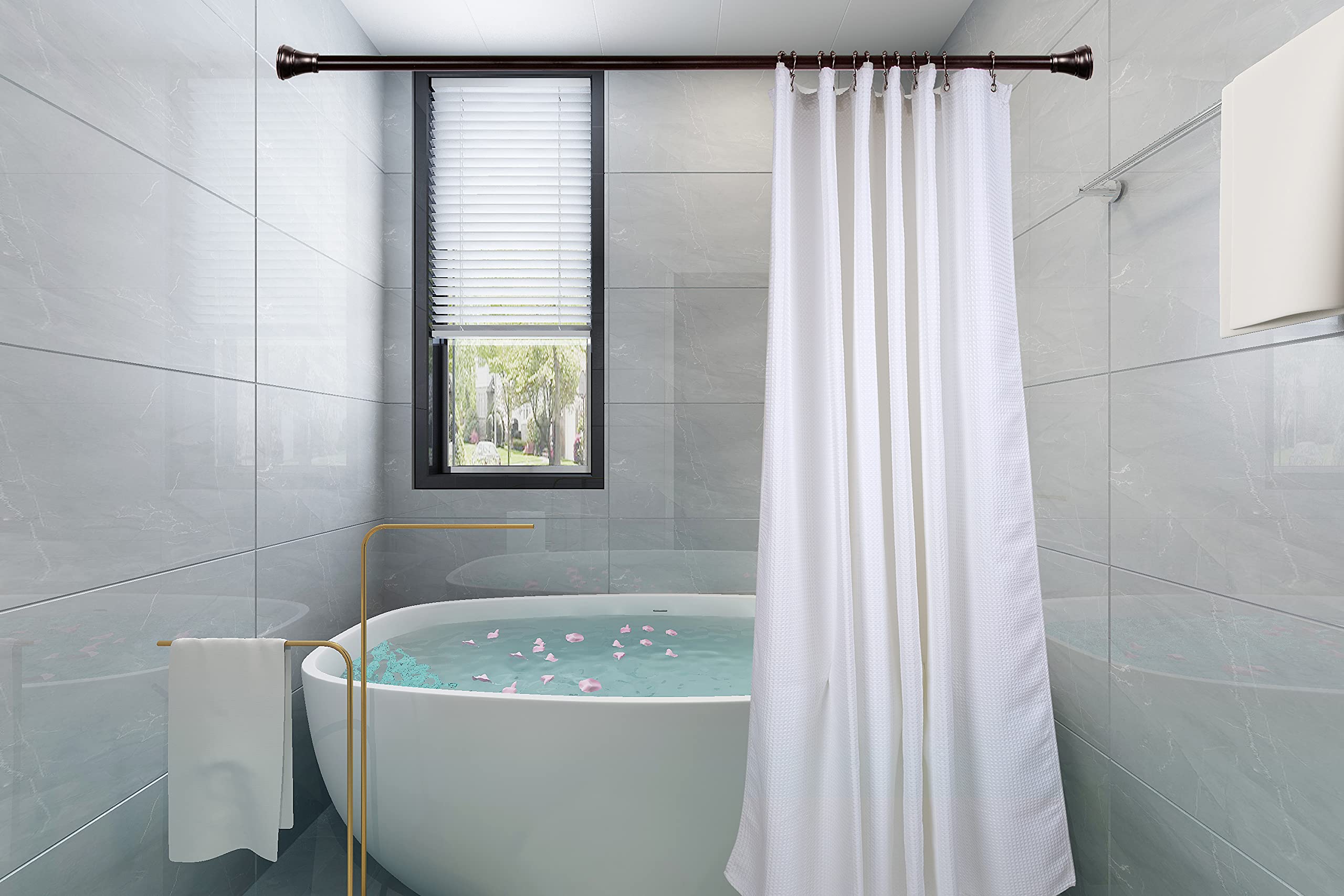 Utopia Alley Double Shower Curtain Hooks - 12 Pack Rustproof Bathroom Shower Rings for Curtains & Liners in Oil Rubbed Bronze - Perfect for Bathroom Organization & Space Saving