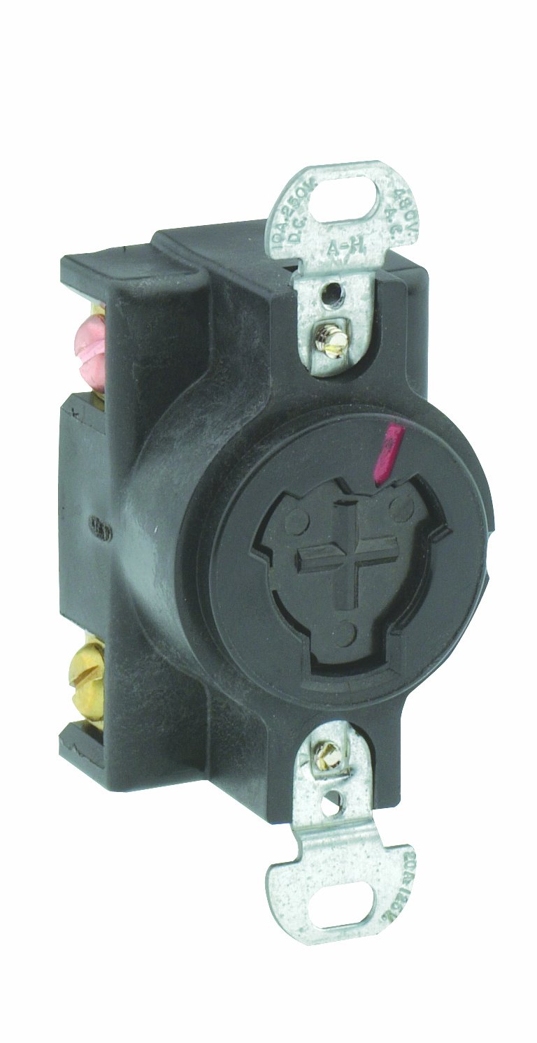 Leviton 23030 20 Amp 125V Flush Mount Locking Receptacle - Industrial Grade Grounding Power Interrupting Outlet - Black - Ideal for Workshops, Garages & Heavy-Duty Equipment