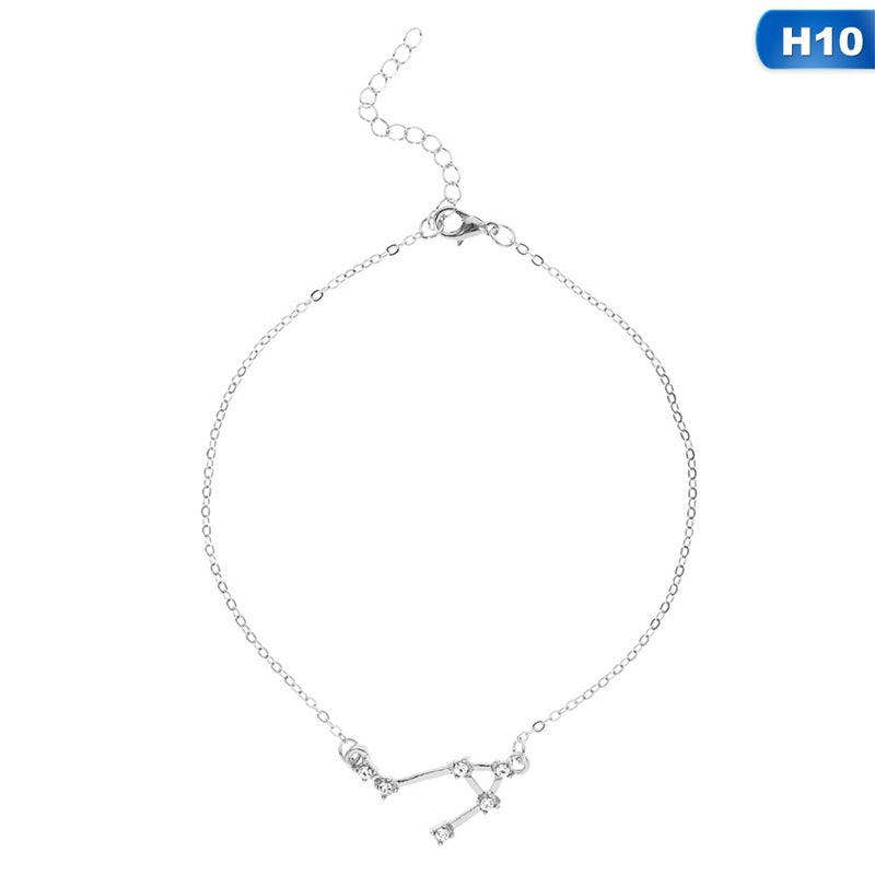 12 Constellation Charm Anklet - Zodiac Star Sign Foot Jewelry for Women, Perfect for Beach Parties & Boho Fashion