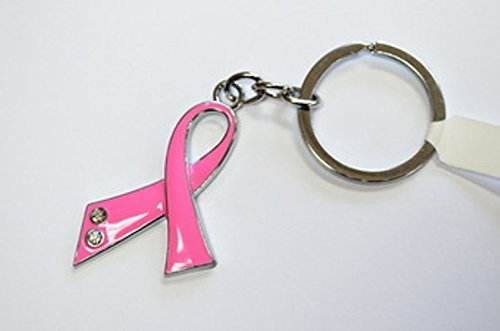 Elegant Pink Ribbon Keychain with Crystal Stones - Perfect for Breast Cancer Awareness, Gifts, and Everyday Carry