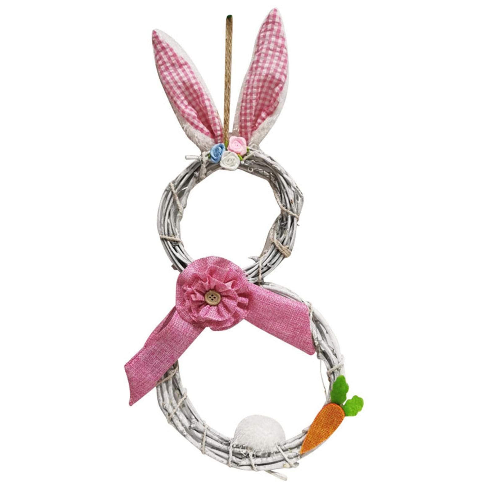 Paity Easter Wreath with LED Lights - Rattan Circle Wreath Decor for Spring, Garden, Front Door, Wall & Window - Perfect for Easter Party Decorations & Holiday Home Decor