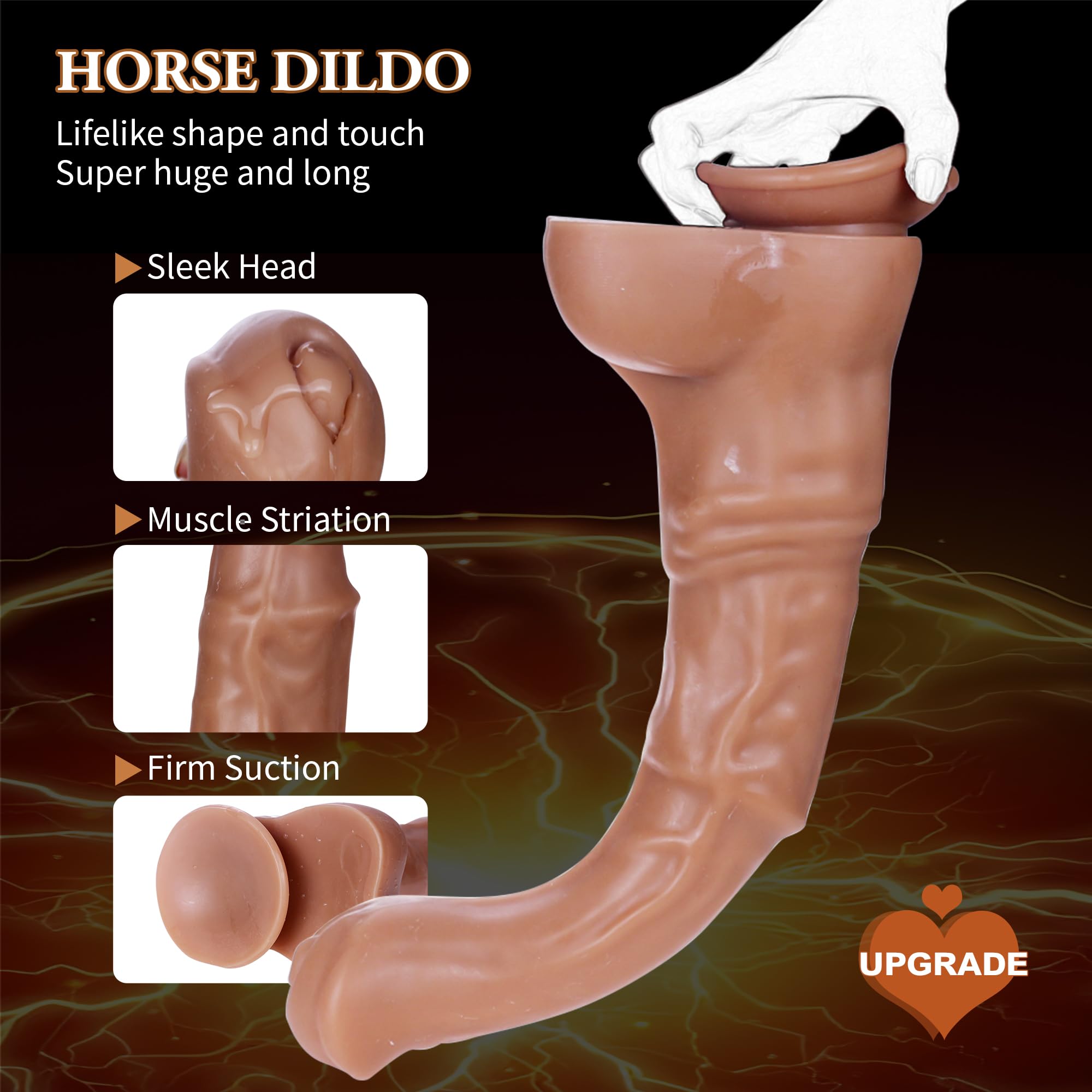 15 Inch Realistic Horse Dildo with Suction Cup - Extra Long Thick Thrusting Anal Sex Toy for Men & Gay Couples - Adult Pleasure Toy for BDSM, Roleplay & Solo Play (Brown)