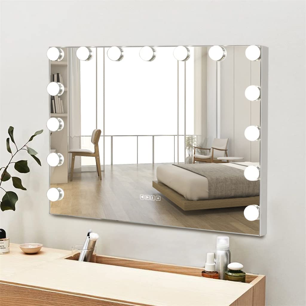 FEGOCLT Large LED Vanity Mirror with Touch Screen Control - 15 Adjustable Lights for Makeup, Skincare & Dressing Room - Perfect for Home, Salon & Beauty Studio