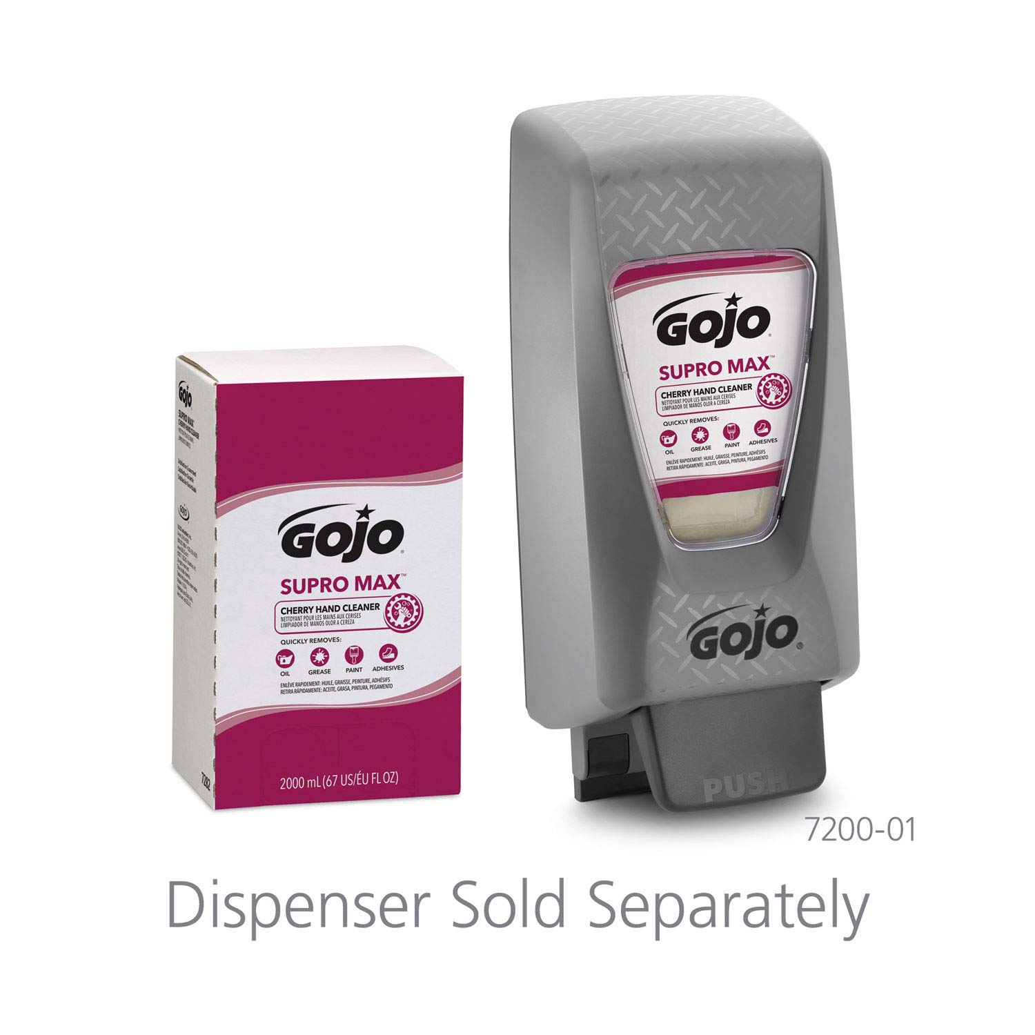 GOJO SUPRO MAX Cherry Scented Heavy Duty Hand Cleaner Refill, 2000 mL (Pack of 4) – Industrial Strength for Mechanics, Workshops & Garages – 7282-04