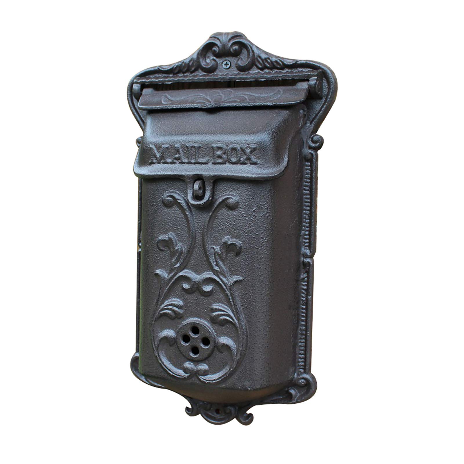 Vintage Cast Iron Wall Mount Mailbox - Heavy Duty Lockable Farmhouse Mail Post Box for Home, Garden & Outdoor Decor | Rustic Decorative Letter Box for Porch, Yard & Entryway