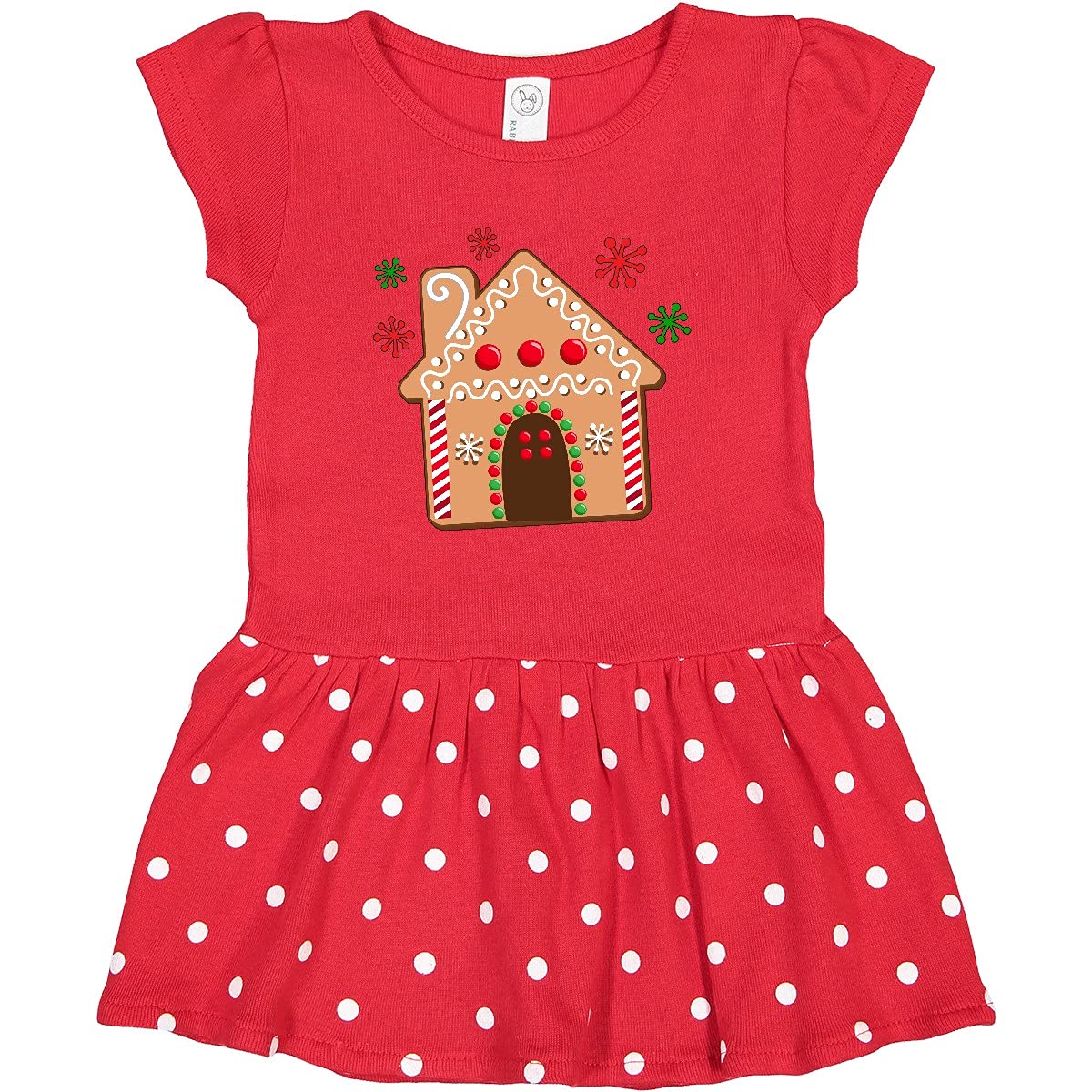 Inktastic Gingerbread House Cookie with Snowflakes Toddler Dress - Cute Holiday Outfit for Christmas Parties & Family Photos