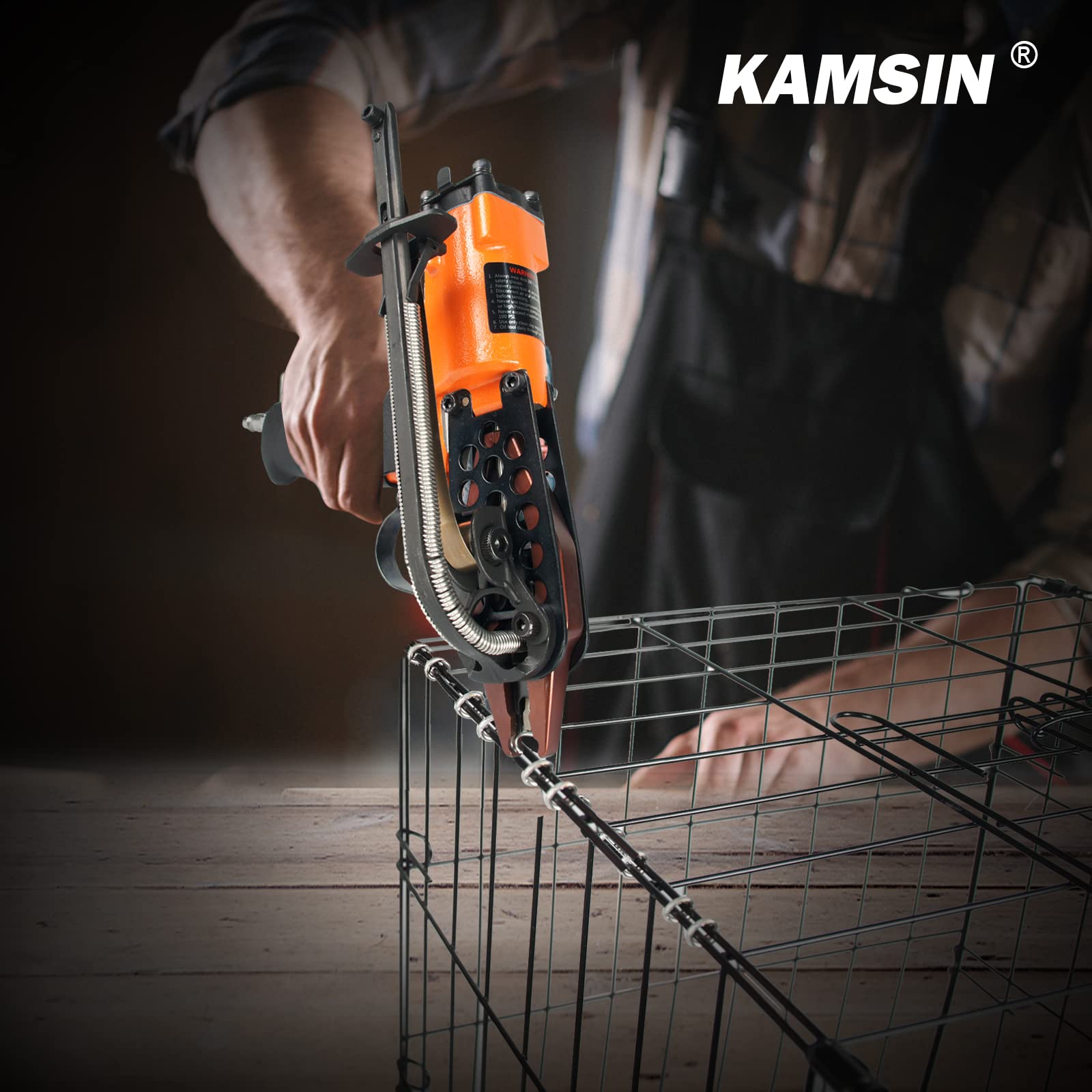 **K-SC760 16 Gauge 1/2-Inch Pneumatic Hog Ring Gun – Automatic Hog Ring Pliers for Fencing & Cages – 3.0-4.8mm Closure Diameter – Heavy-Duty Hog Ring Tool for DIY, Upholstery & Wire Mesh Projects**