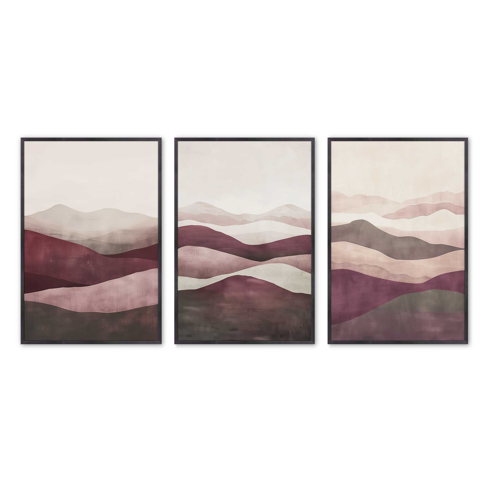 Garnet Whisper - Set of 3 Framed Wall Art Prints for Home Decor | Botanical Floral Paintings | Perfect for Living Room, Bedroom & Office Decor