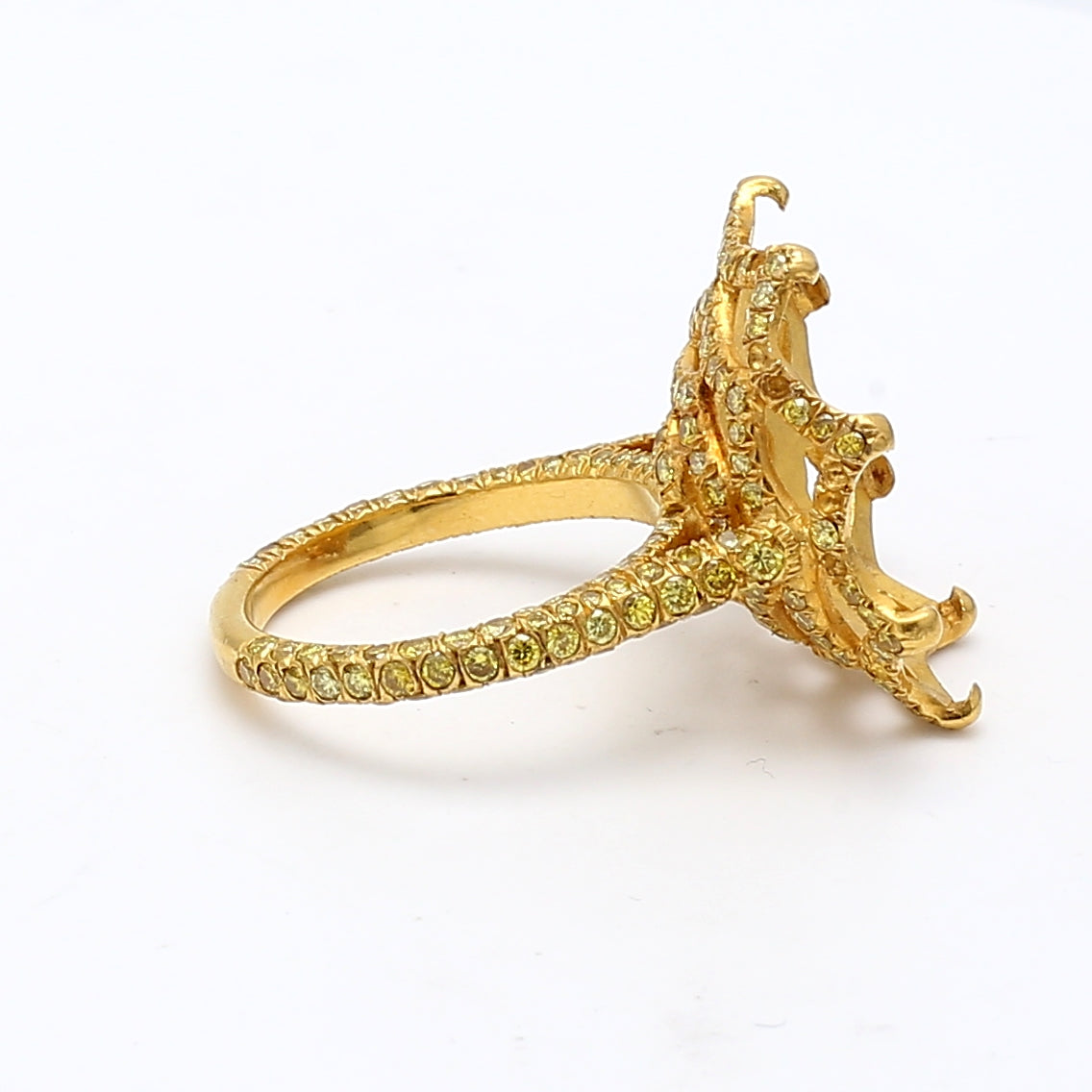 1.37 Carat Round Intense Fancy Yellow Diamond 18K Yellow Gold Semi Mount Ring - Elegant Engagement & Wedding Jewelry for Special Occasions