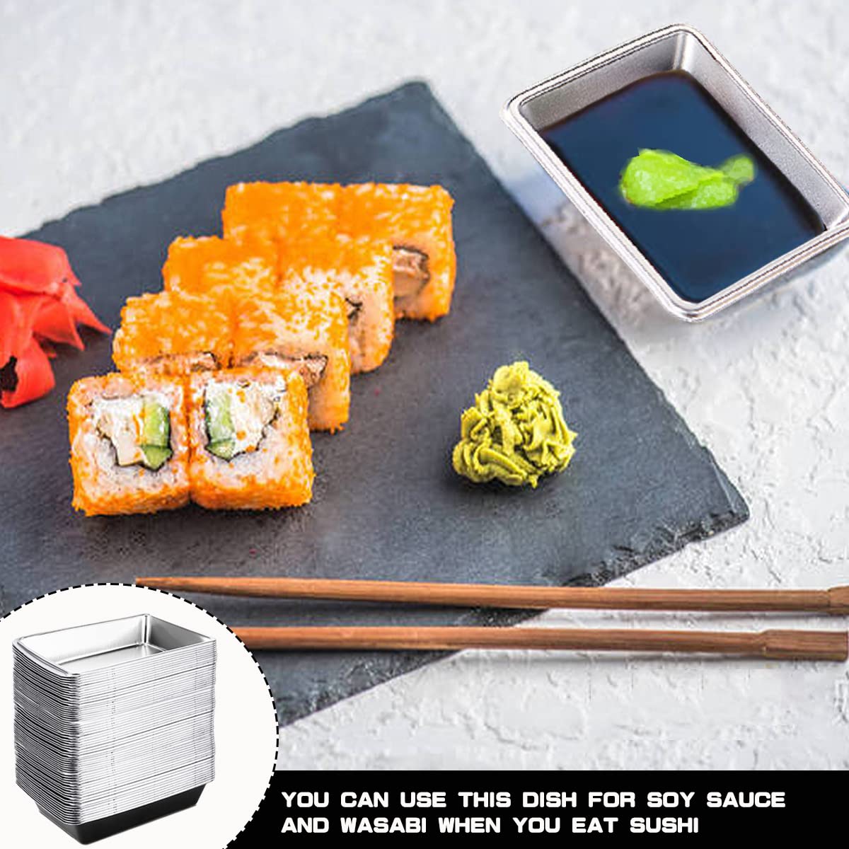 100-Pack Disposable Plastic Sauce Dishes - Small Rectangle Condiment Serving Trays for Dipping Sauces, Seasonings & Dressings - Perfect for Home, Restaurants, BBQs & Party Snack Serving