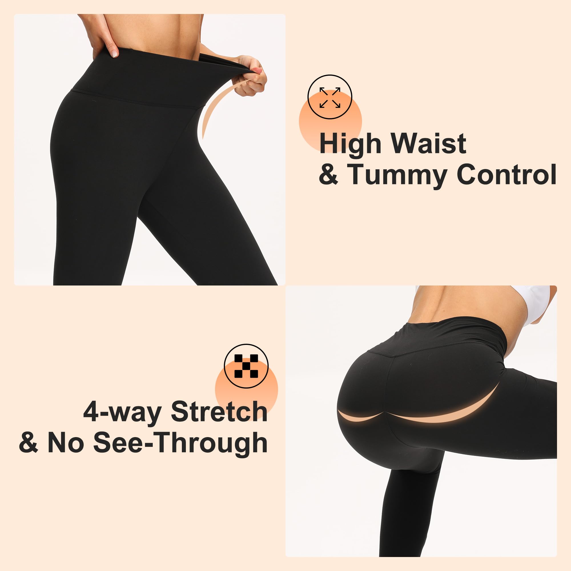 QGGQDD Women's Fleece Lined Thermal Leggings - High Waisted Tummy Control Winter Yoga Pants, Soft & Warm for Workout, Running, Lounge & Cold Weather Activities