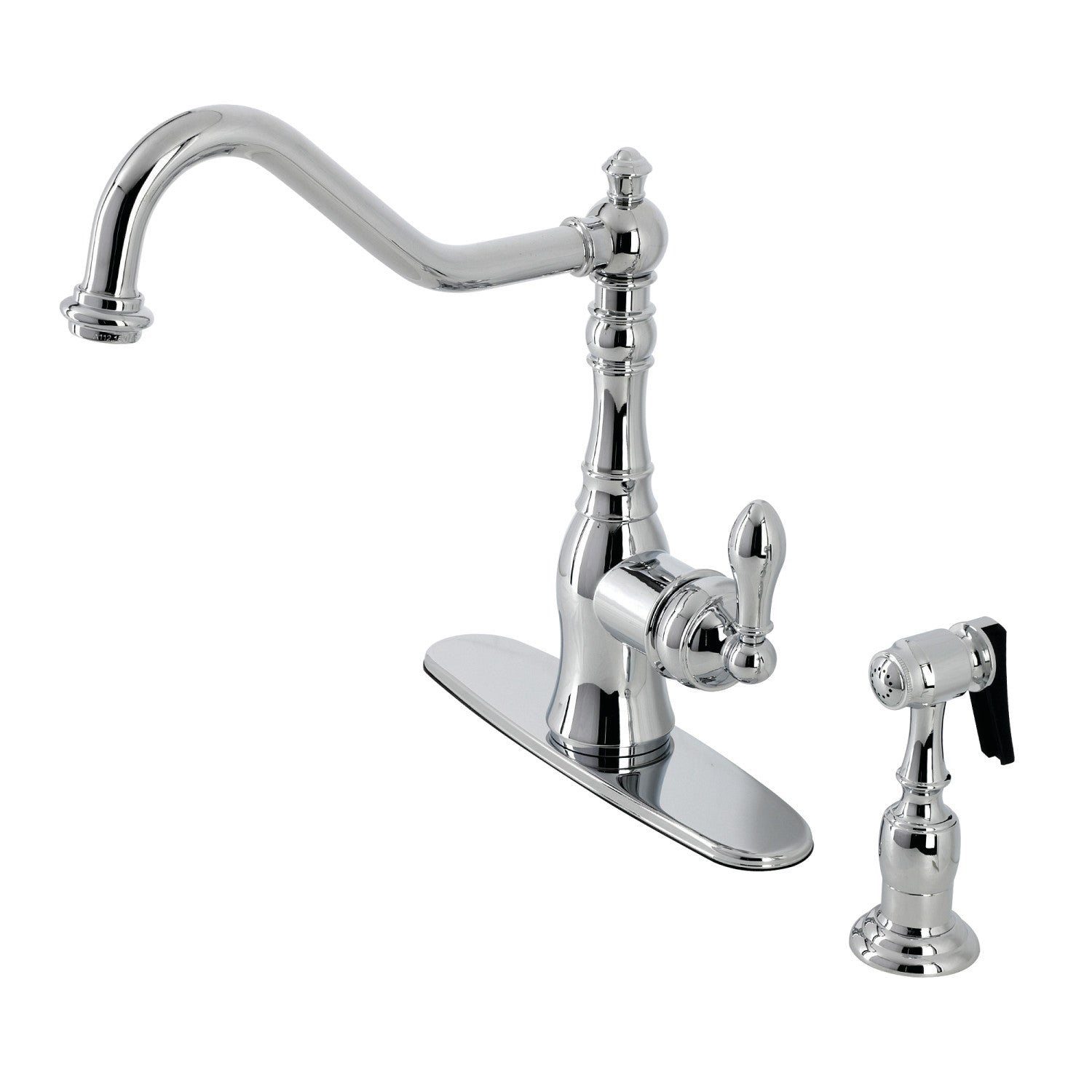 American Classic GSY7701ACLBS Single Handle 2/4 Hole Deck Mount Kitchen Faucet with Brass Side Sprayer, Polished Chrome - Perfect for Modern Kitchens & Dishwashing Tasks