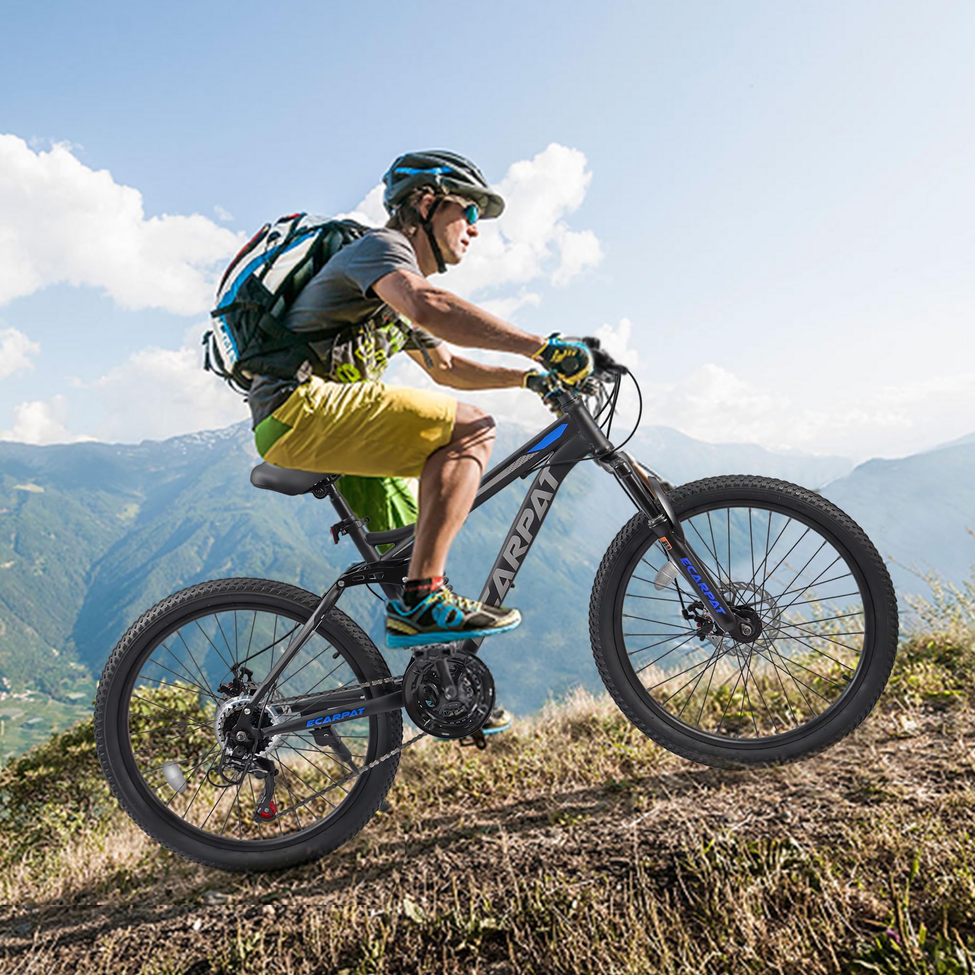 **24/26/27.5 Inch Mountain Bike for Men & Women - 21-Speed Dual Disc Brake, Carbon Steel Frame, Front/Dual Suspension - Perfect for Trail, Beach, Snow, Commuting & City Riding - Ideal Birthday Gift**