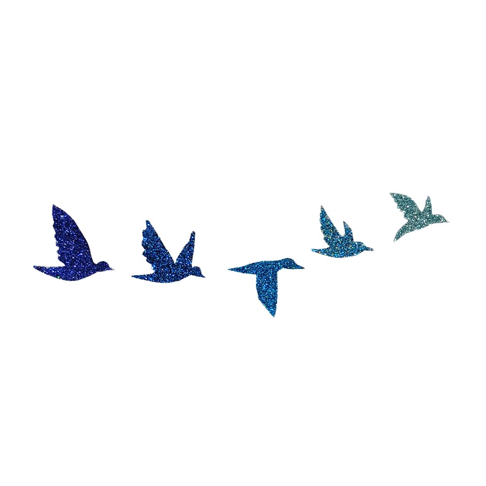 Comet Busters Blue Birds Glitter Temporary Tattoos - Waterproof Body Stickers for Kids & Adults (BT197) - Perfect for Parties, Festivals & Costume Events