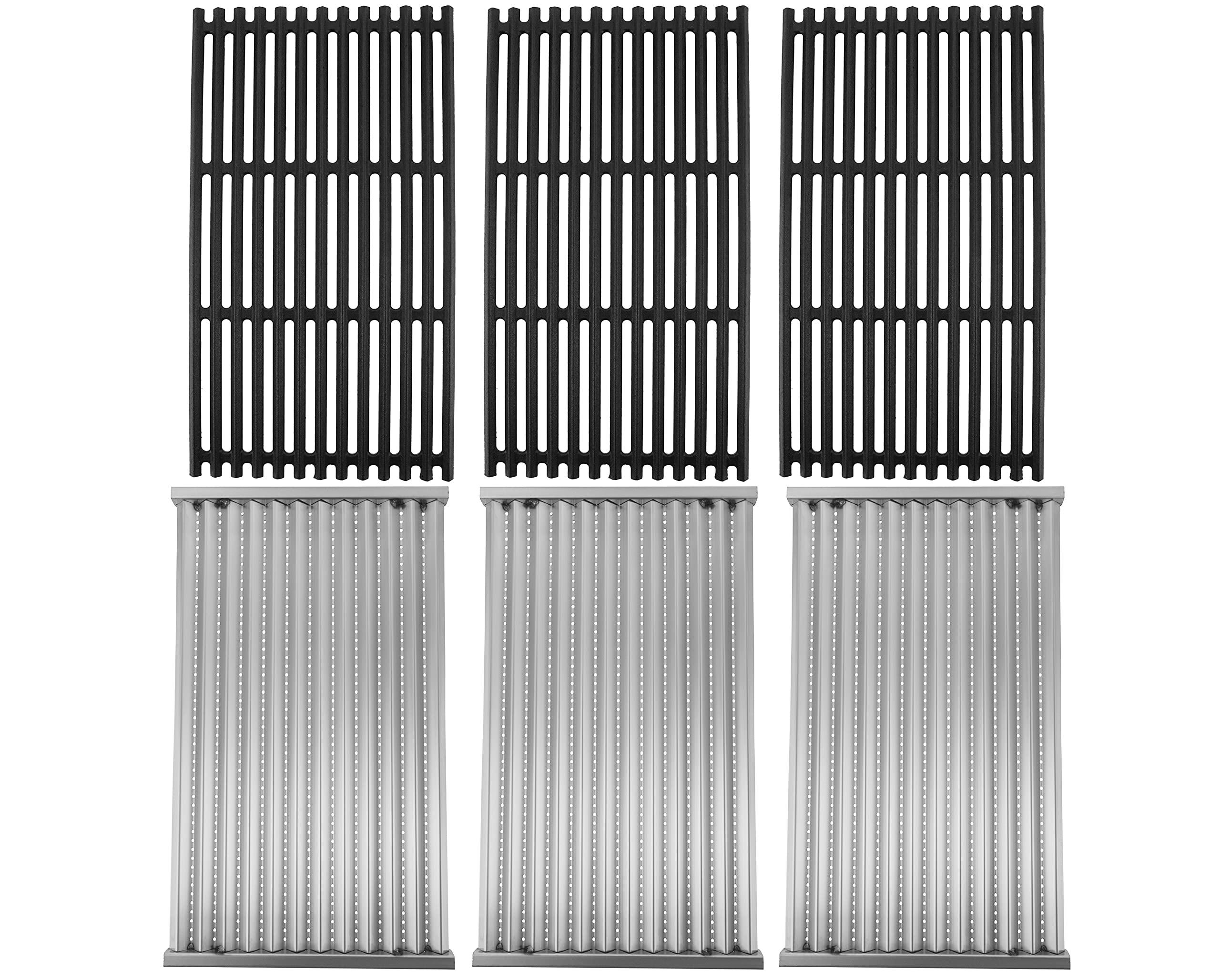 Premium Cast Iron Grill Grates & Stainless Steel Emitter Plates Replacement for Charbroil Commercial Infrared 4-Burner Gas Grills (Models 463242715, 463242716, 463276016, 466242715, 466242815, 463257520) - Durable BBQ Accessories for Outdoor Cooking, Backyard Parties & Grilling Enthusiasts
