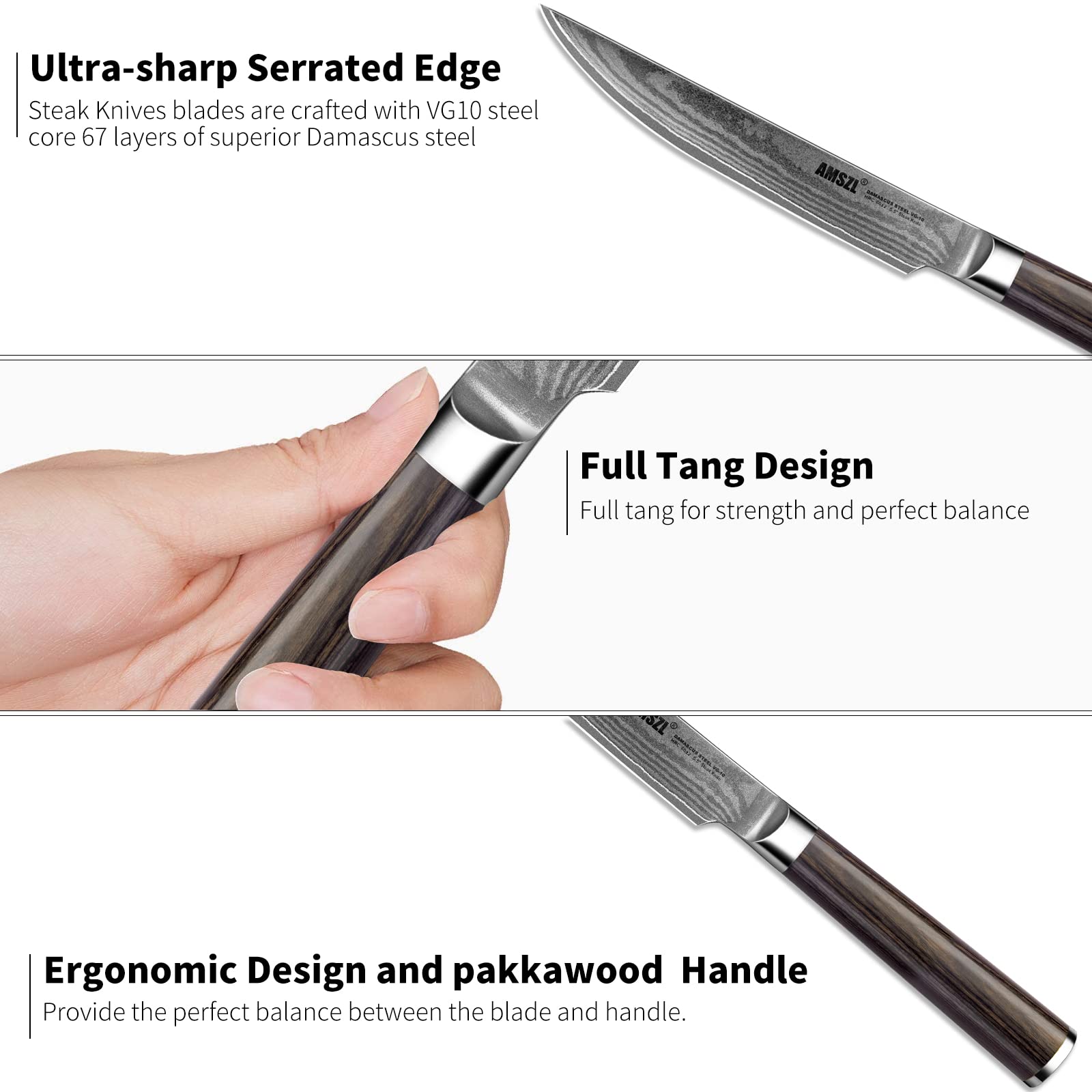 Premium 6-Piece Damascus Steak Knife Set - 5.5