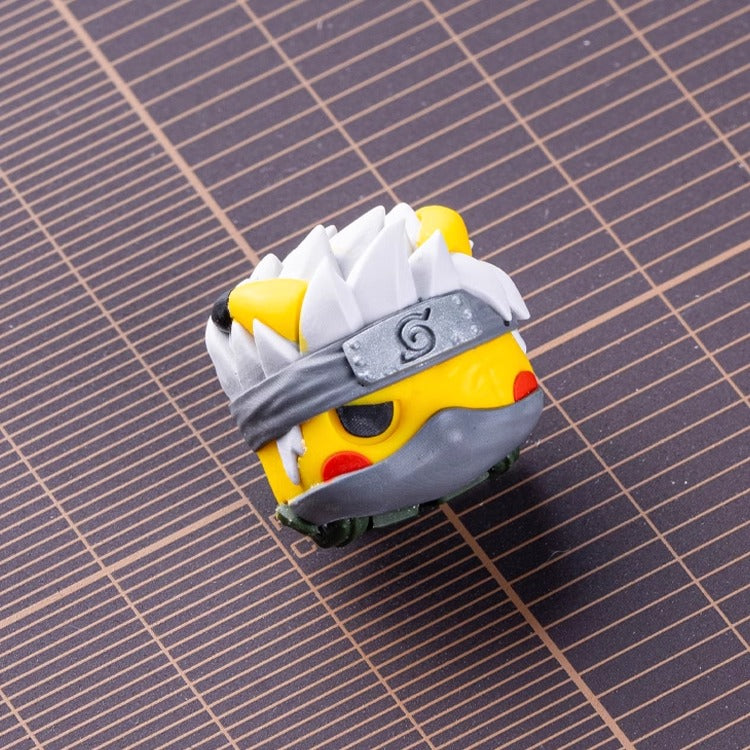 Custom Kakashi Pikachu Hybrid Keycaps - Translucent Multi-Color Resin Artisan Keycaps for Mechanical Keyboards | Perfect for Anime Fans & Gamers