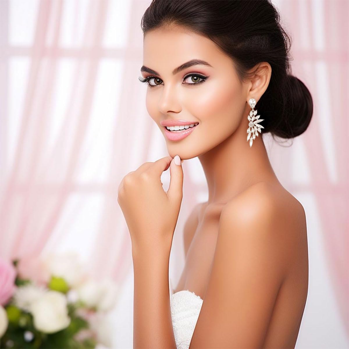 Sparkling Rhinestone Statement Earrings for Women - Elegant Crystal Drop Dangle Earrings, Teardrop Chandelier Design for Prom, Wedding & Bridal Events | Perfect for Evening Parties, Date Nights & Special Occasions