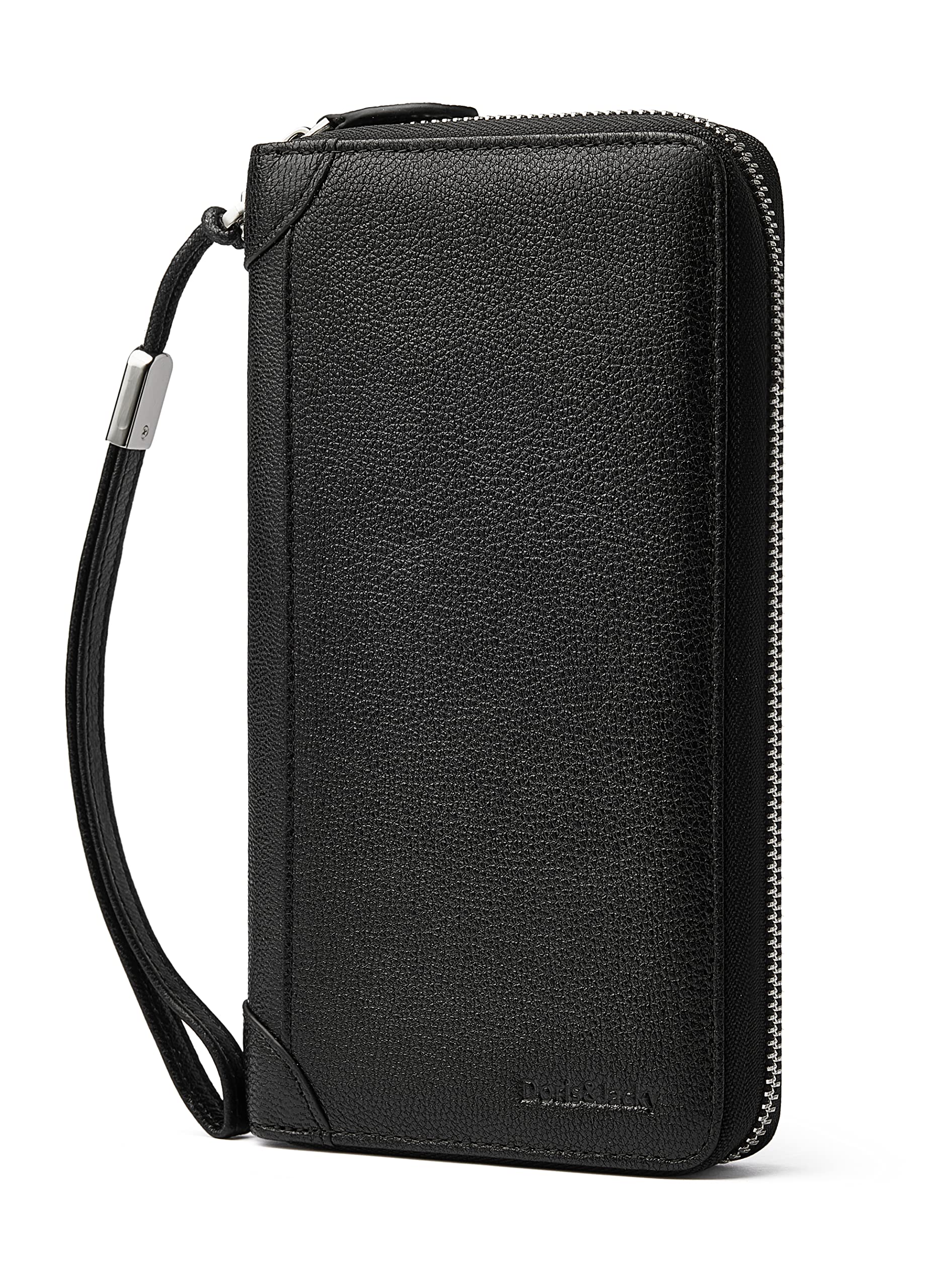 DORIS&JACKY RFID Leather Wallet for Women - Travel Wristlet Bag with Zipper (Large Capacity, Perfect for Daily Use & Trips)