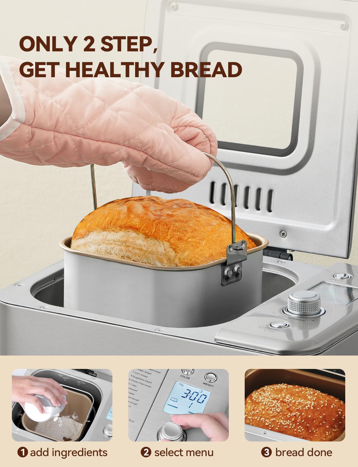 **Neretva 20-in-1 Compact Bread Maker with Dual Heater & 2LB Nonstick Ceramic Pan – Gluten-Free, Dough, French Bread, Yogurt, Jam, Meat Floss – Perfect for Small Kitchens & Healthy Homemade Baking**    *(Use Cases: Ideal for gluten-free diets, busy families, homemade yogurt, artisan bread, and small kitchen spaces.)*