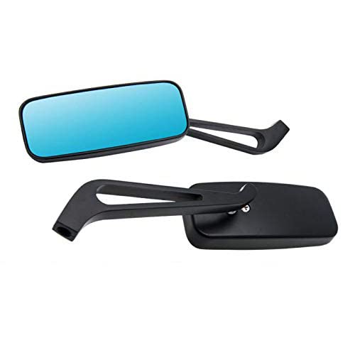 Universal 8mm 10mm Motorcycle Wing Side Mirror - Black Rectangle Rearview Mirror for Enhanced Safety & Style - Perfect for Cruisers, Choppers & Street Bikes