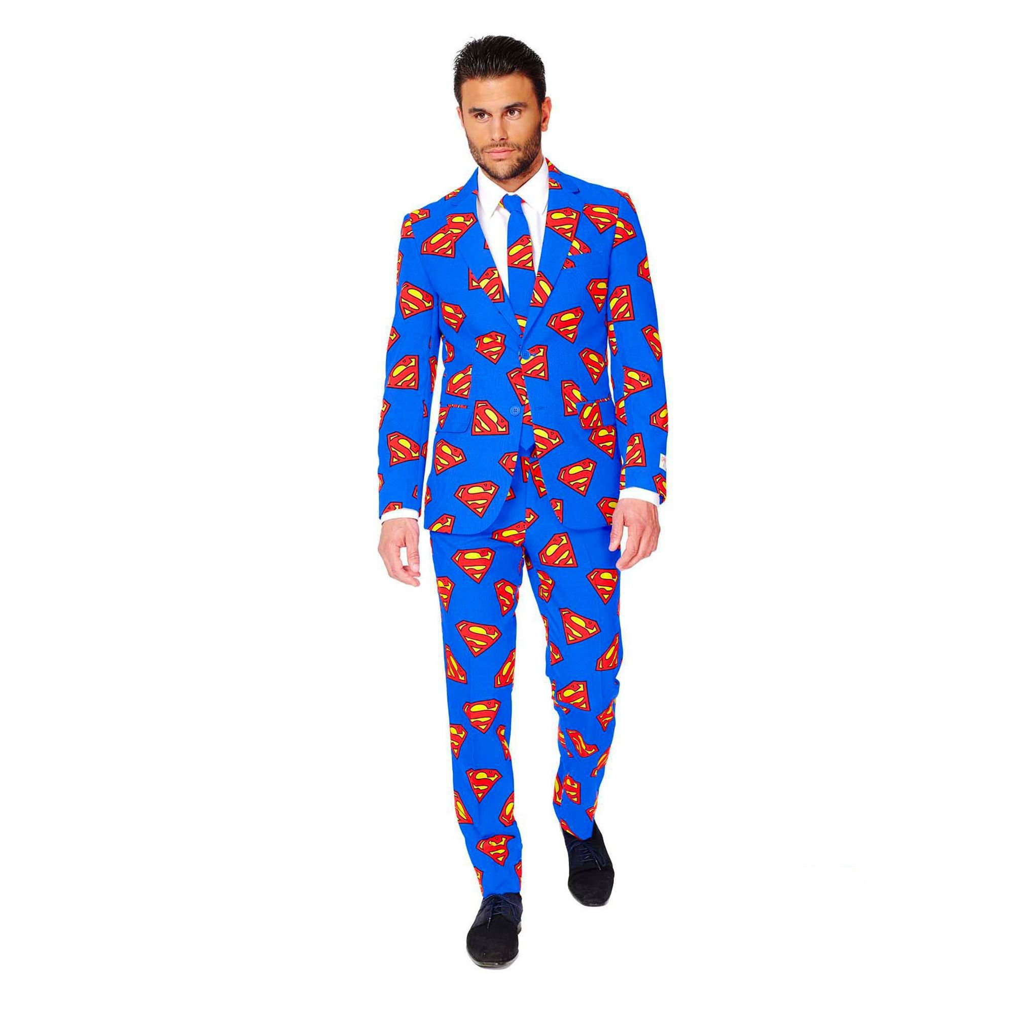 Opposuits Men's Superman Costume - Superhero Outfit for Halloween, Cosplay & Comic Con - Fun Dress-Up for Parties & Events