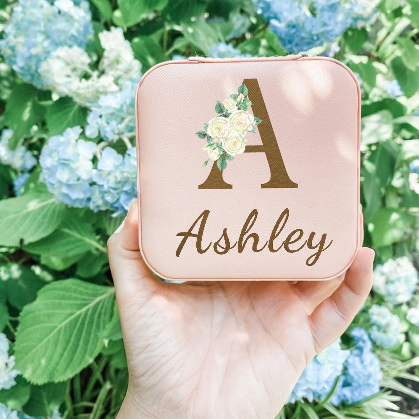 Personalized Jewelry Box - Custom Leather Travel Jewelry Case with Ring Holder | Bridesmaid Gifts, Birthday & Christmas Presents for Women | Perfect for Travel, Wedding Proposals & Gift Giving
