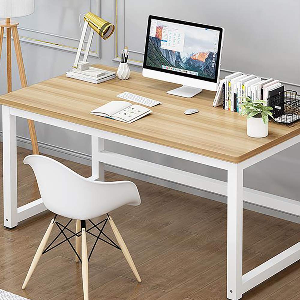 43-inch Oak Wooden Computer Desk - Sturdy PC Laptop Workstation for Gaming, Writing & Study | Home Office Furniture for Small Spaces & Dorm Rooms