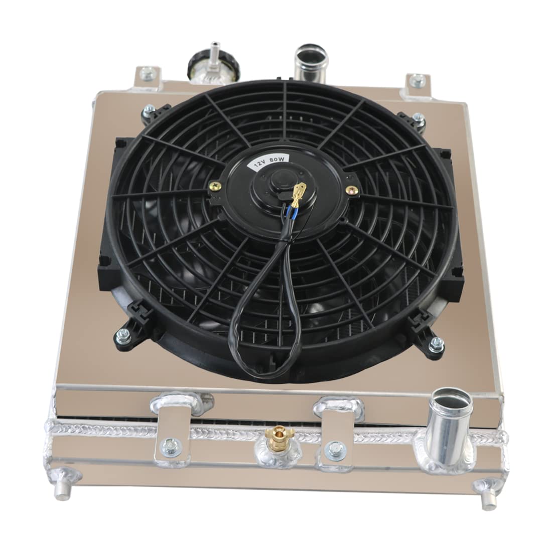 High-Performance 2-Row Full Aluminum Radiator with Fan Shroud & Thermostat Relay Kit - Compatible with 92-00 Honda Civic, 93-97 Civic del Sol, 94-01 Acura Integra - Perfect for Engine Cooling & Performance Upgrades