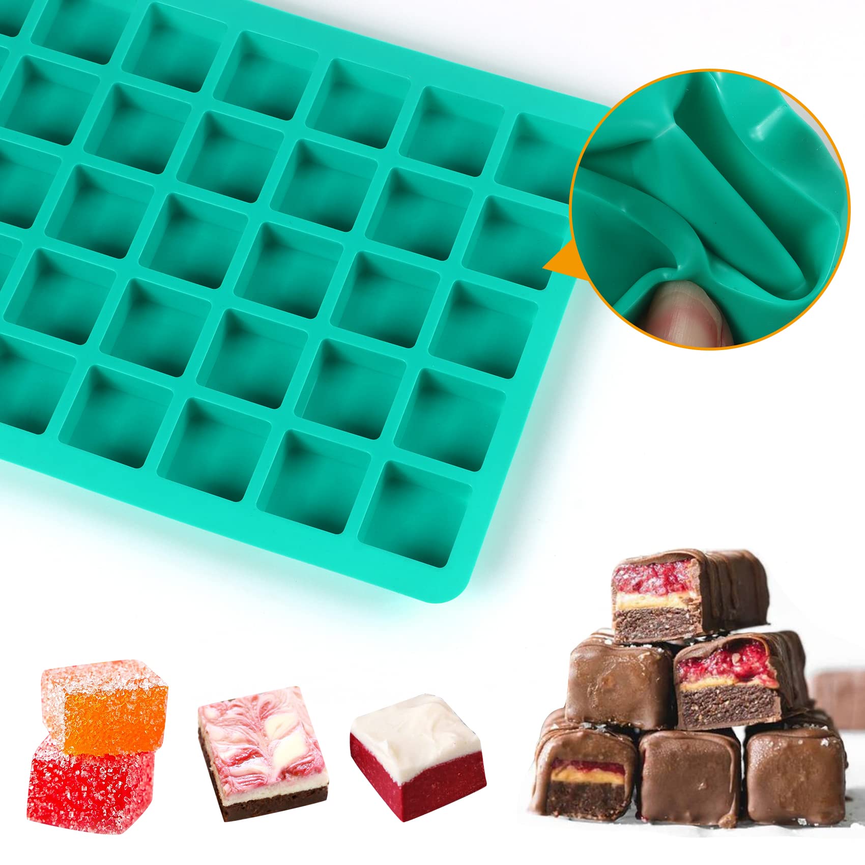 3Pcs Square Caramel Candy Mold Silicone - 40-Cavity Silicone Gummy Molds for Fat Bombs, Chocolate Truffles & Hard Candy - Perfect for Baking, Candy Making & Ice Cubes