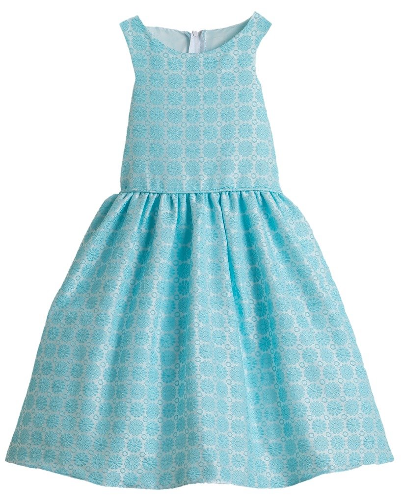 Big Girls' Adorable Sleeve Cutout Floral Jacquard Dress - Elegant Party & Special Occasion Outfit for Teens & Juniors