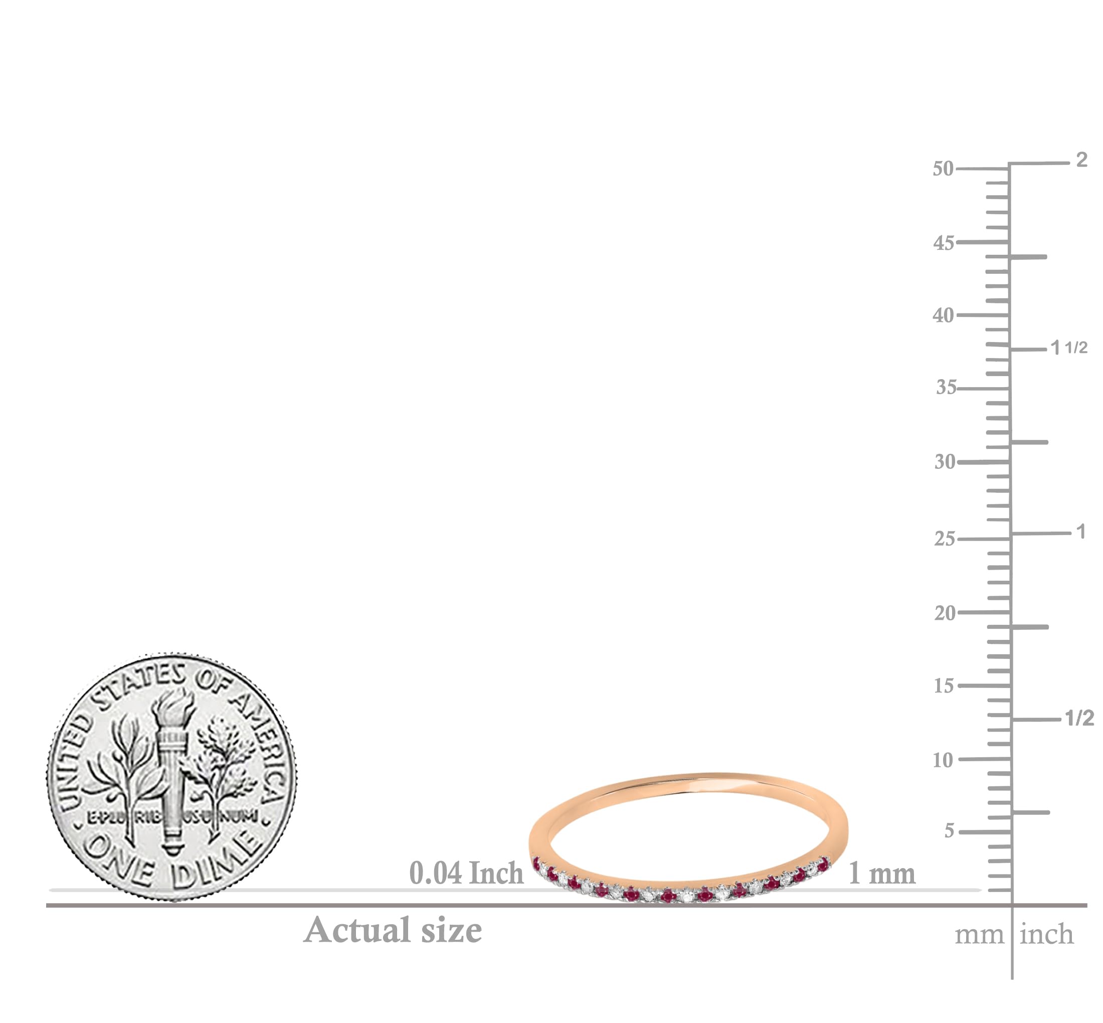18K Solid Gold Round Ruby & White Diamond Women's Wedding Band - Stackable Dainty Anniversary Ring for Bridal, Engagement & Everyday Elegance | Dazzlingrock Collection