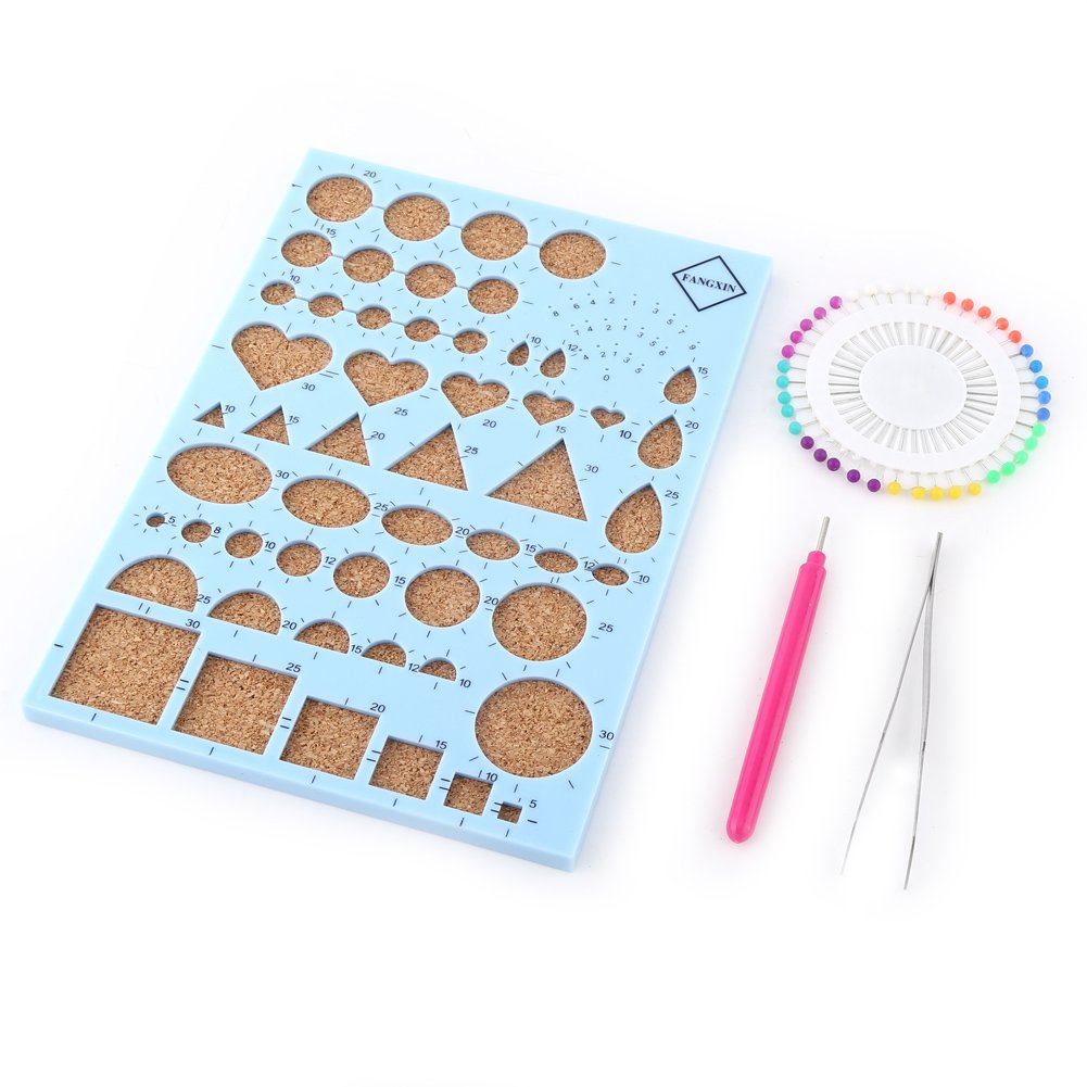 Premium Paper Quilling Kit with Slotted Pen, Tweezers, Pins & Craft Template Board - DIY Scrapbooking, Card Making & Home Decor Supplies [Blue] - Perfect for Beginners & Advanced Crafters